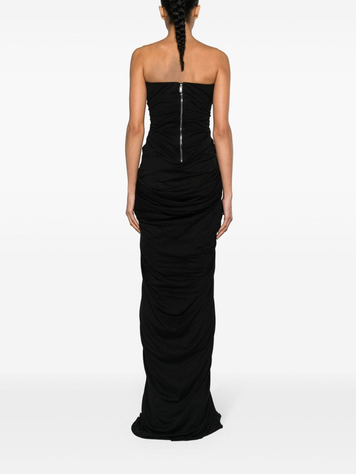 Rick Owens Gathered Gown Dress In Black
