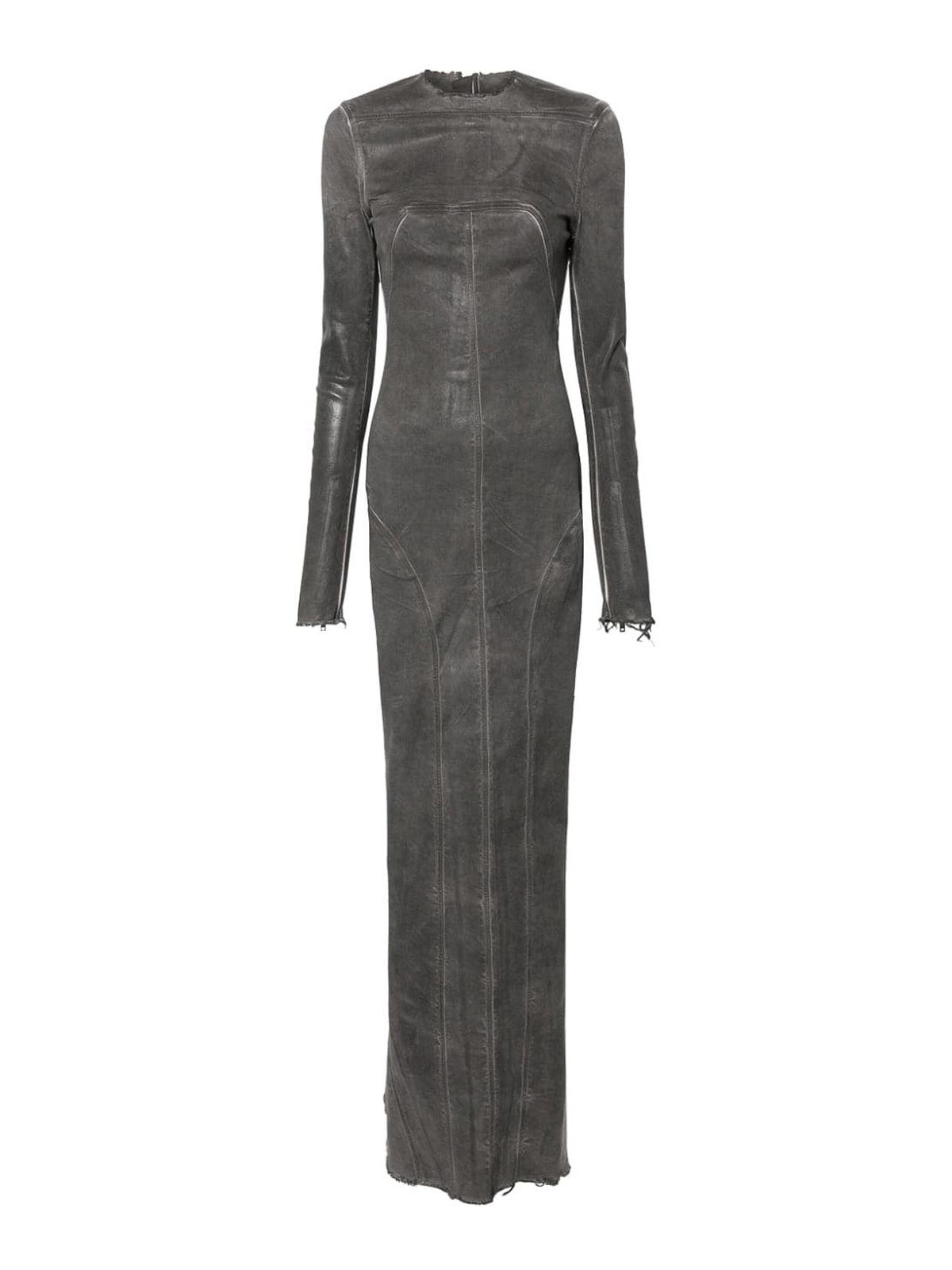 Shop Rick Owens Denim Long Dress In Grey