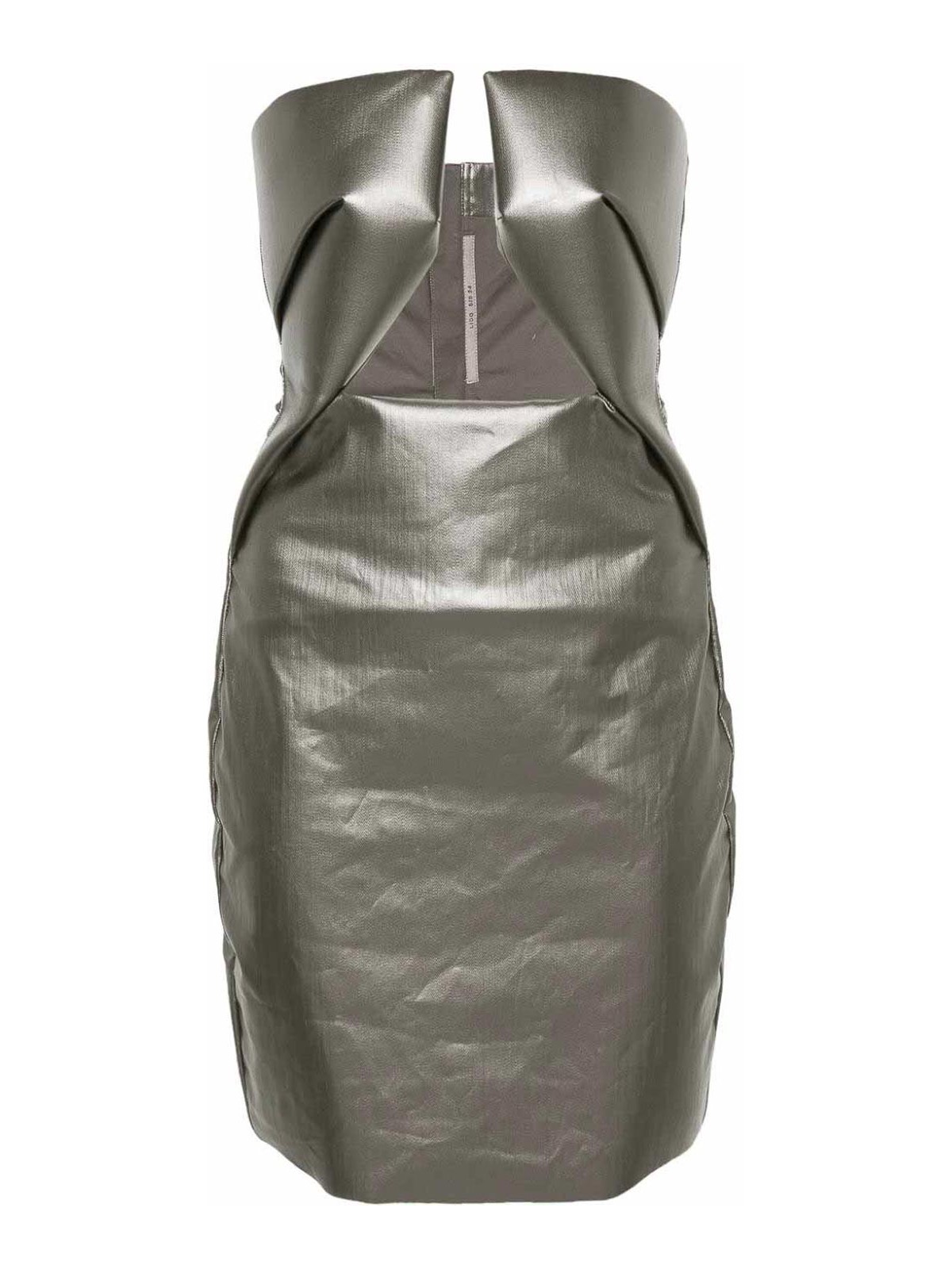 Rick Owens Cutout Metallic Coated Stretch-denim Mini Dress In Grey