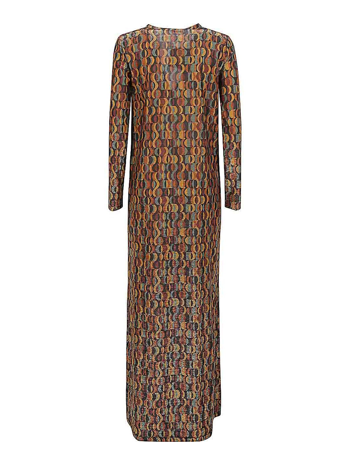 Shop Siyu V-necked Long Dress In Multicolour