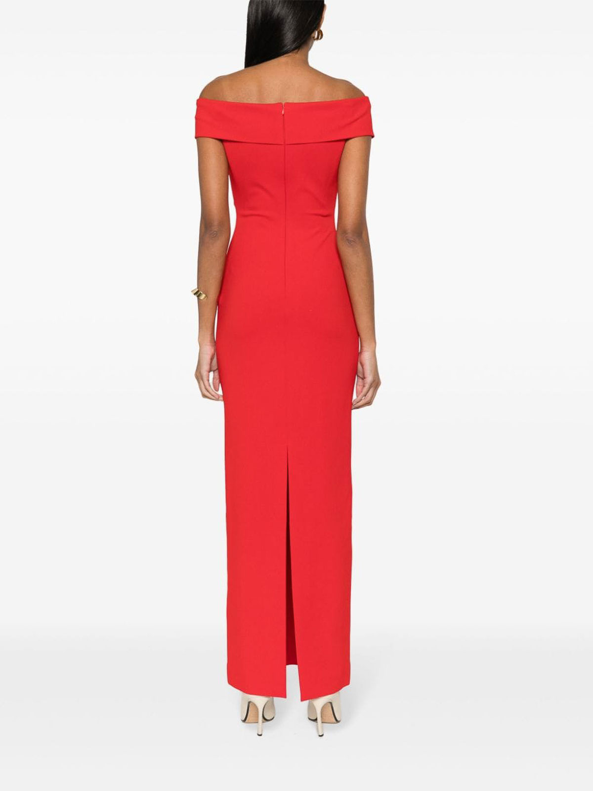 Solace London The Ines Maxi Dress - Red | OS39030CREPEKNITRED