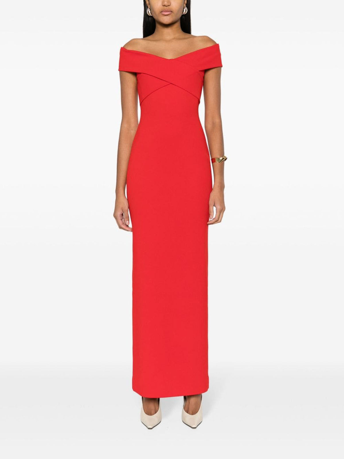Solace London The Ines Maxi Dress - Red | OS39030CREPEKNITRED