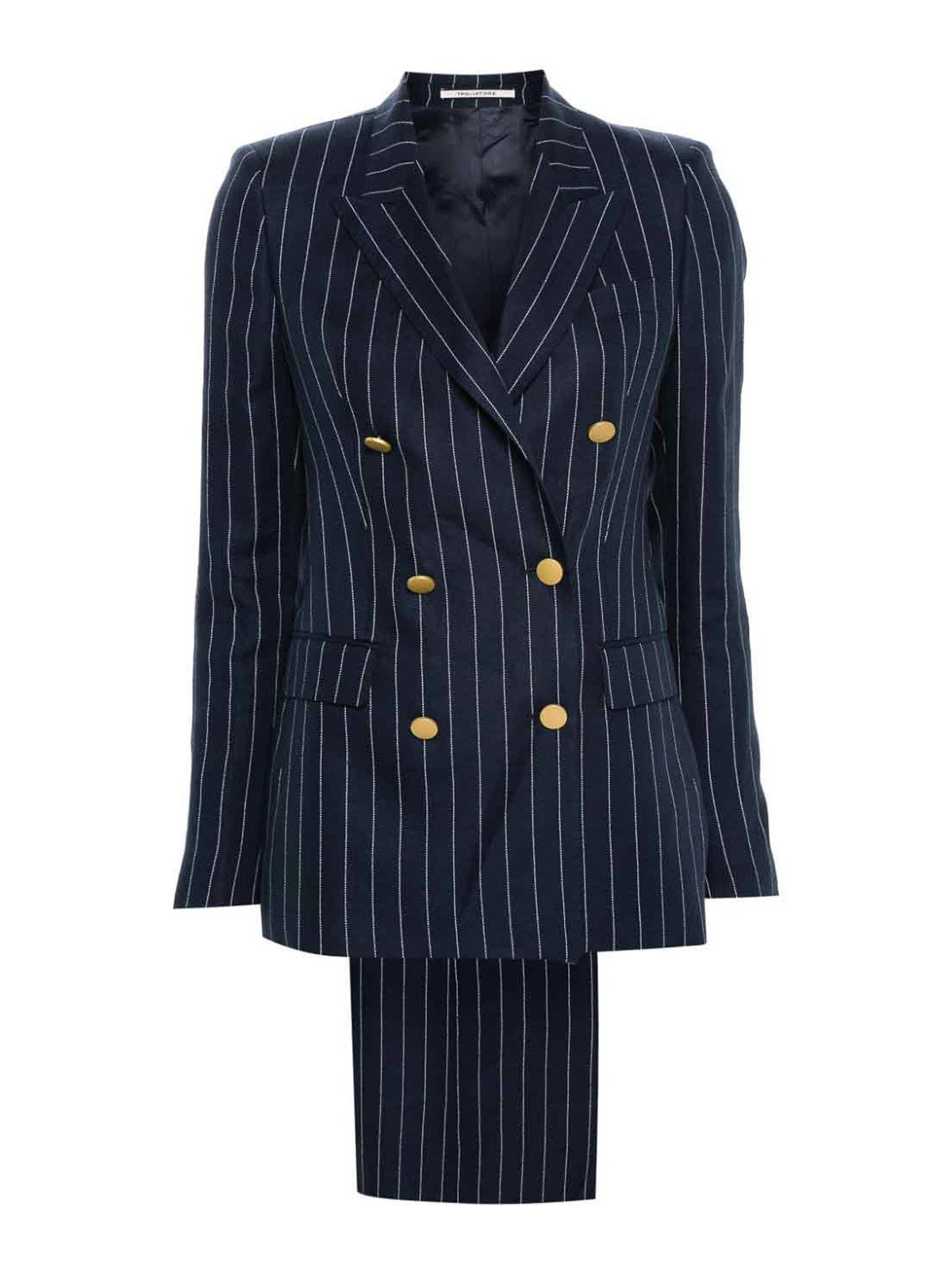 Shop Tagliatore Linen Double-breasted Jacket In Blue