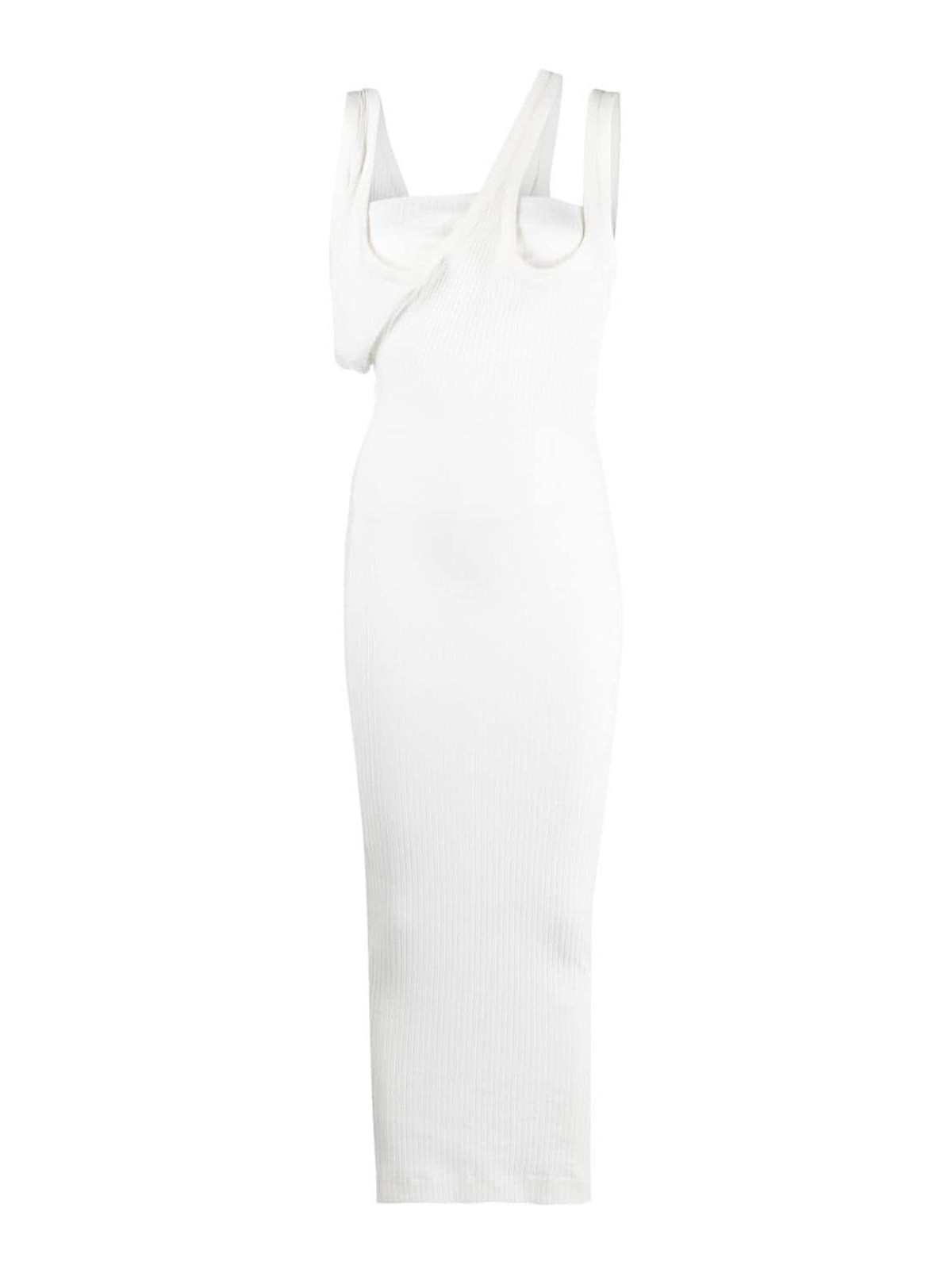 Shop Attico Ribbed Jersey Midi Dress - Runway In White