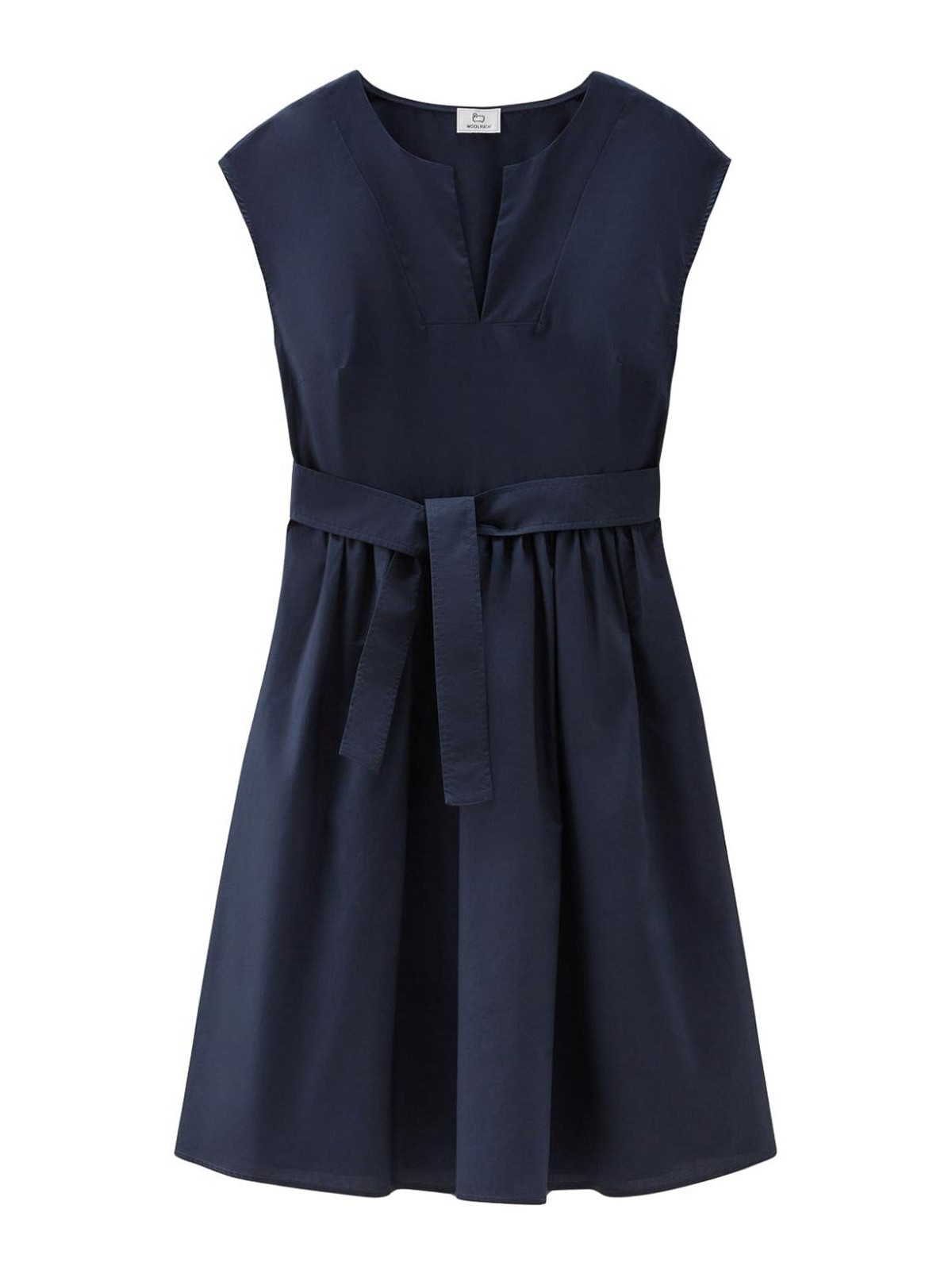 Shop Woolrich Belted Poplin Short Dress In Blue