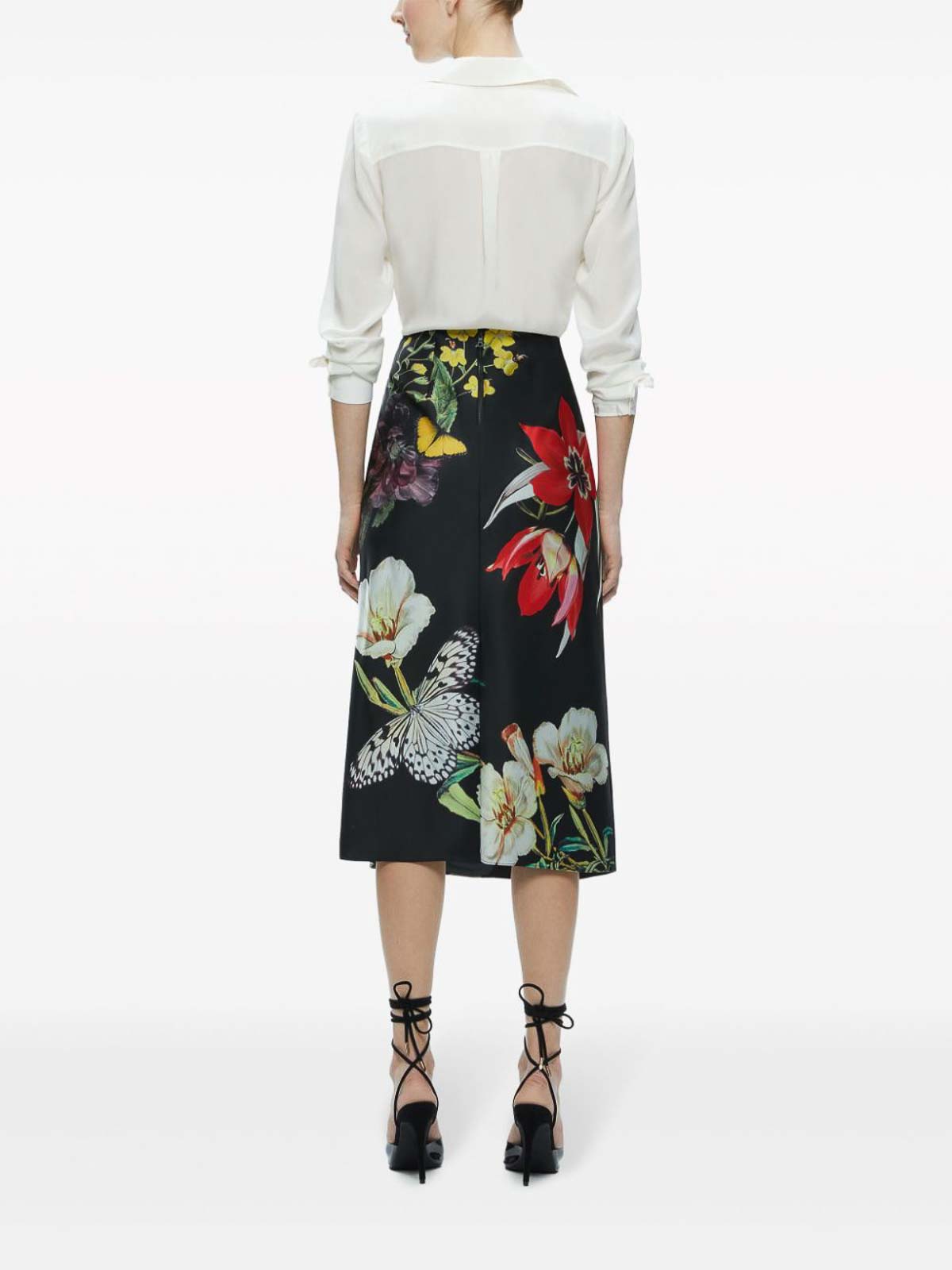 Shop Alice And Olivia Maeve Printed Midi Skirt In Multicolour