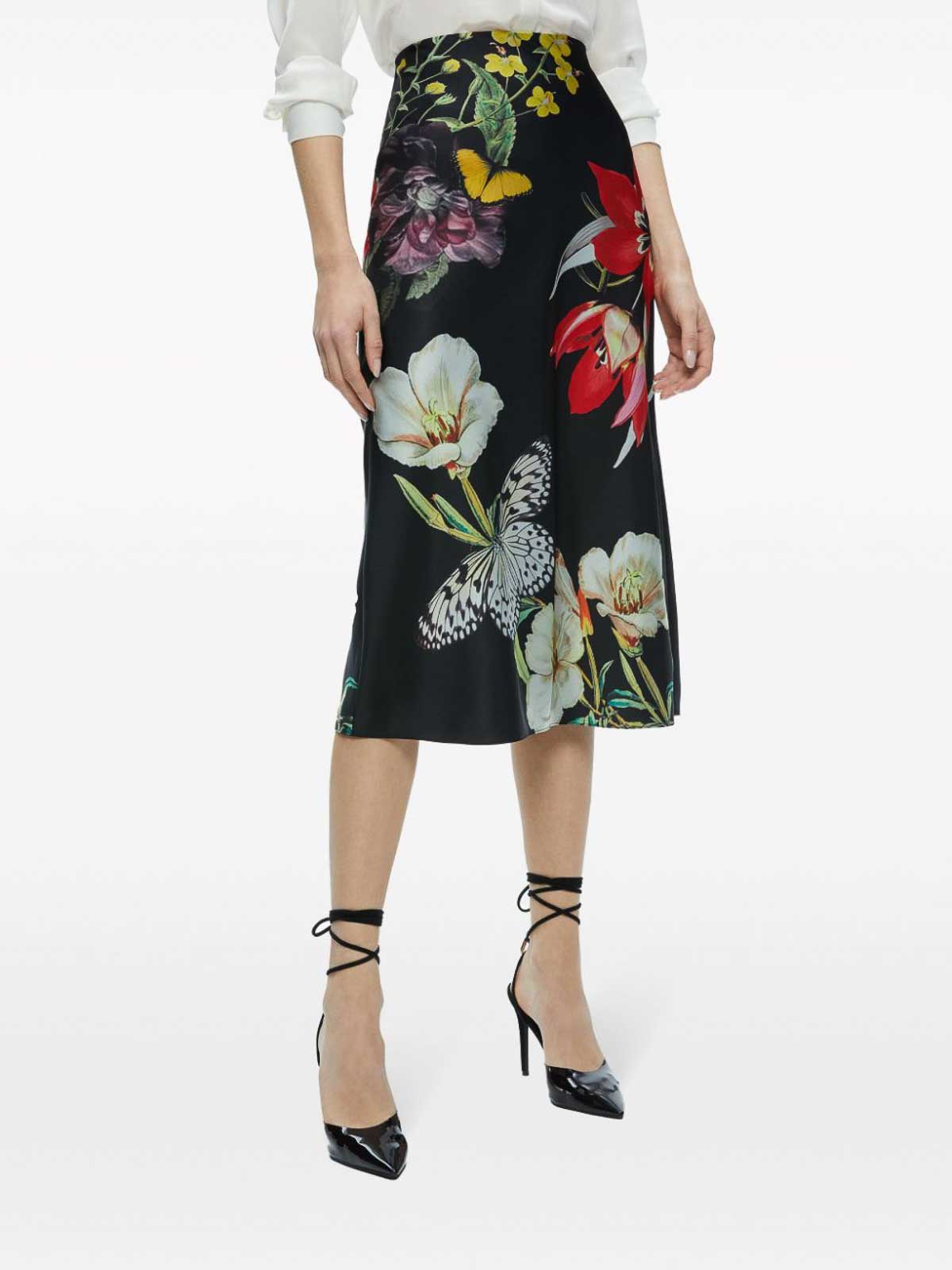 Shop Alice And Olivia Maeve Printed Midi Skirt In Multicolour