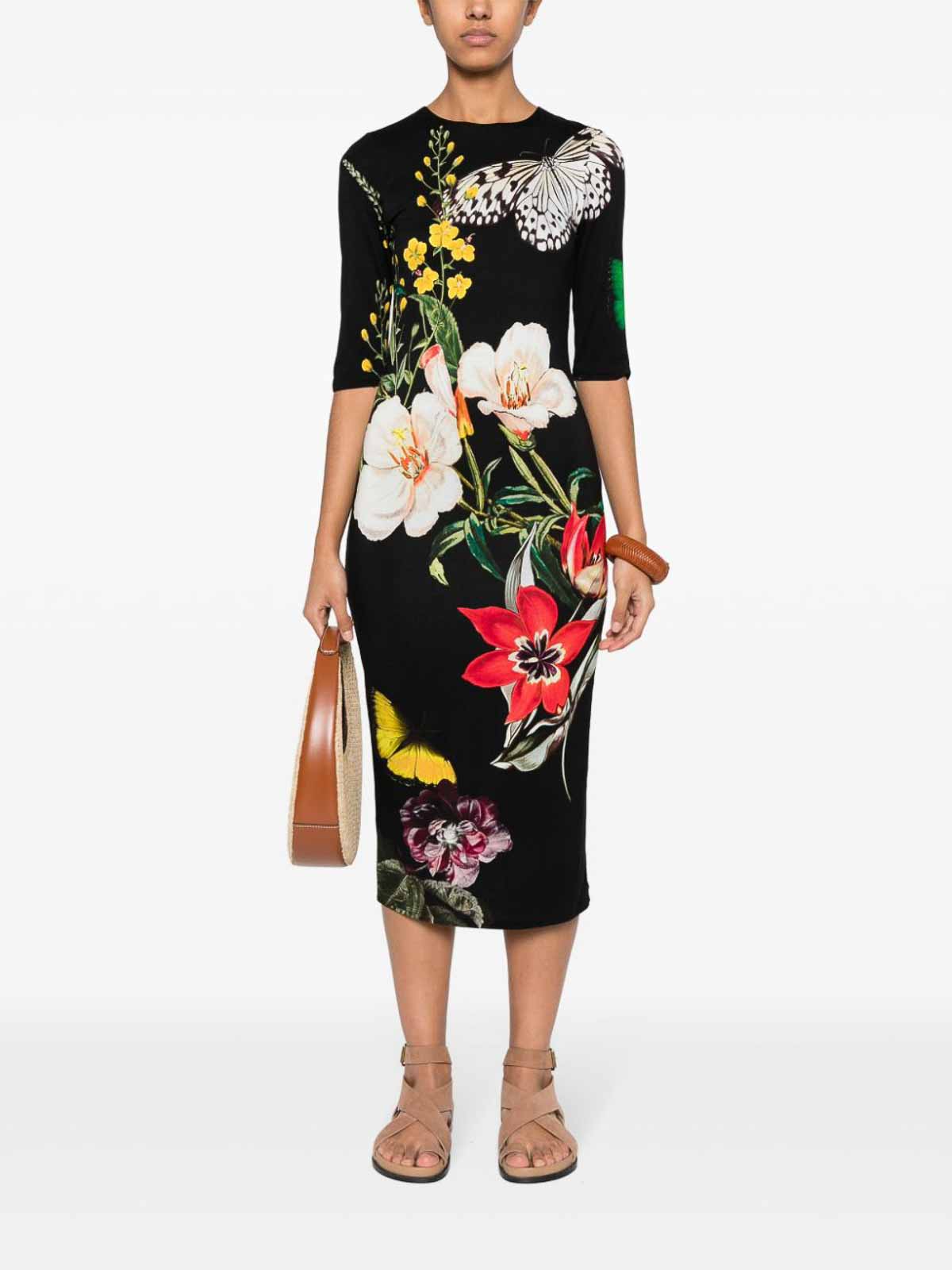 Shop Alice And Olivia Delora Printed Midi Dress In Multicolour