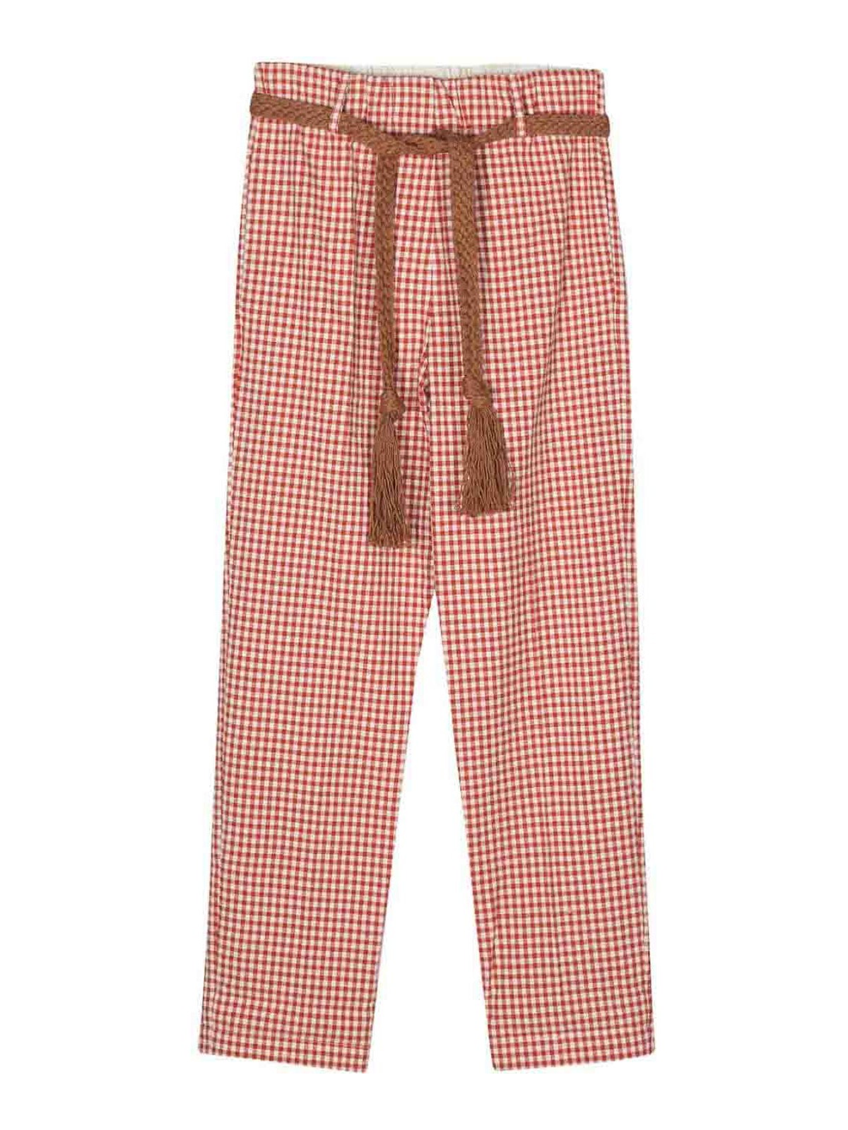 Shop Alysi Vichy Cropped Trousers In Red