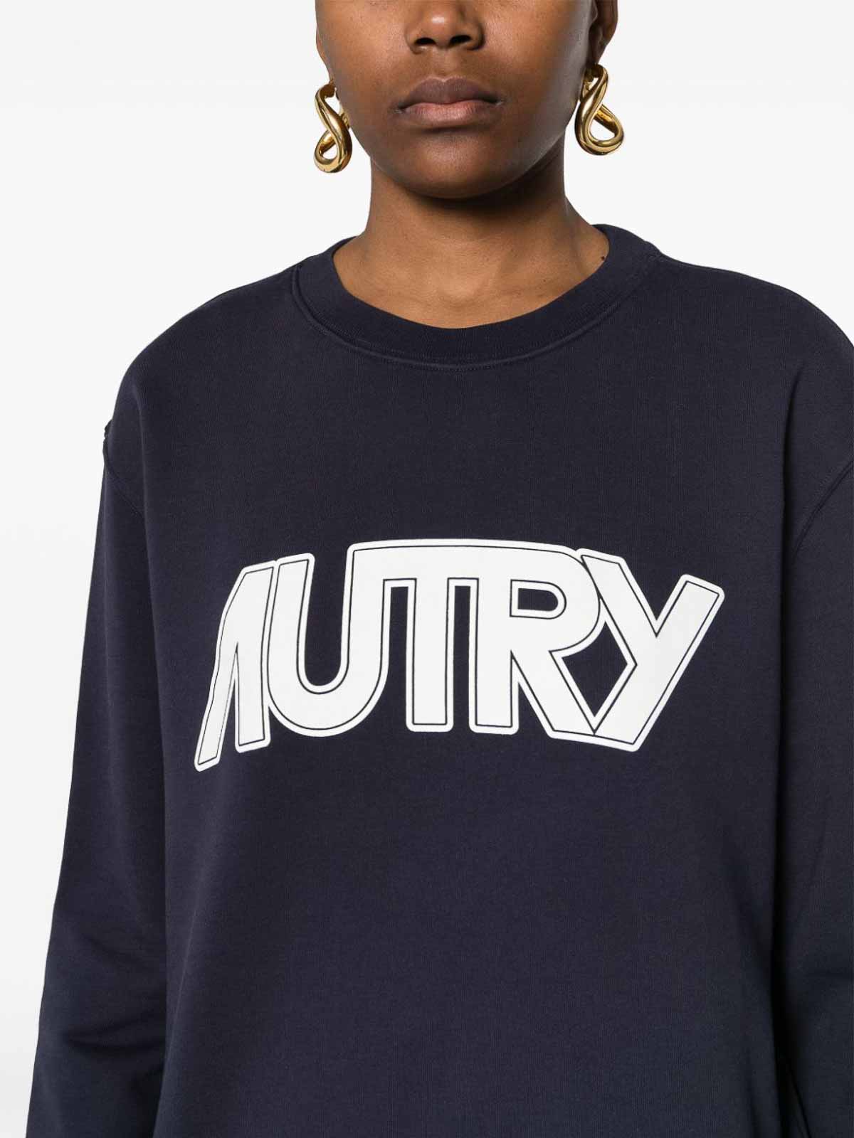 Shop Autry Logo Cotton Sweatshirt In Blue