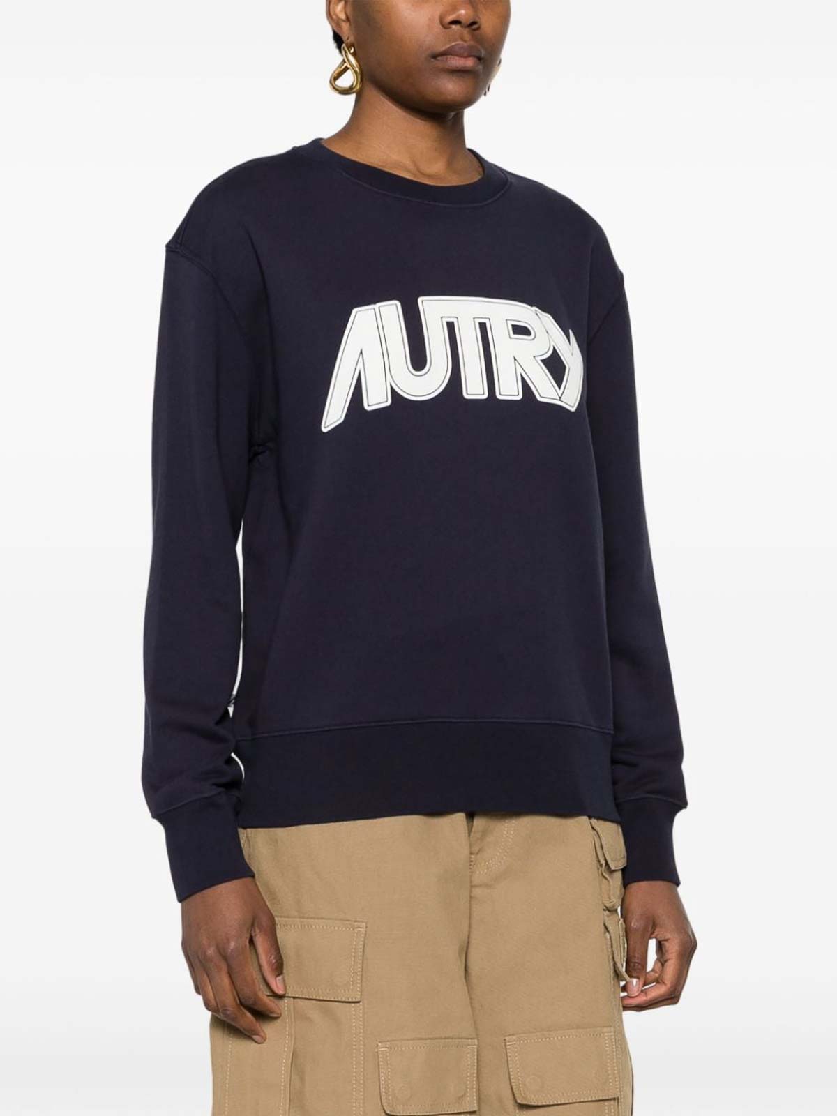 Shop Autry Logo Cotton Sweatshirt In Blue