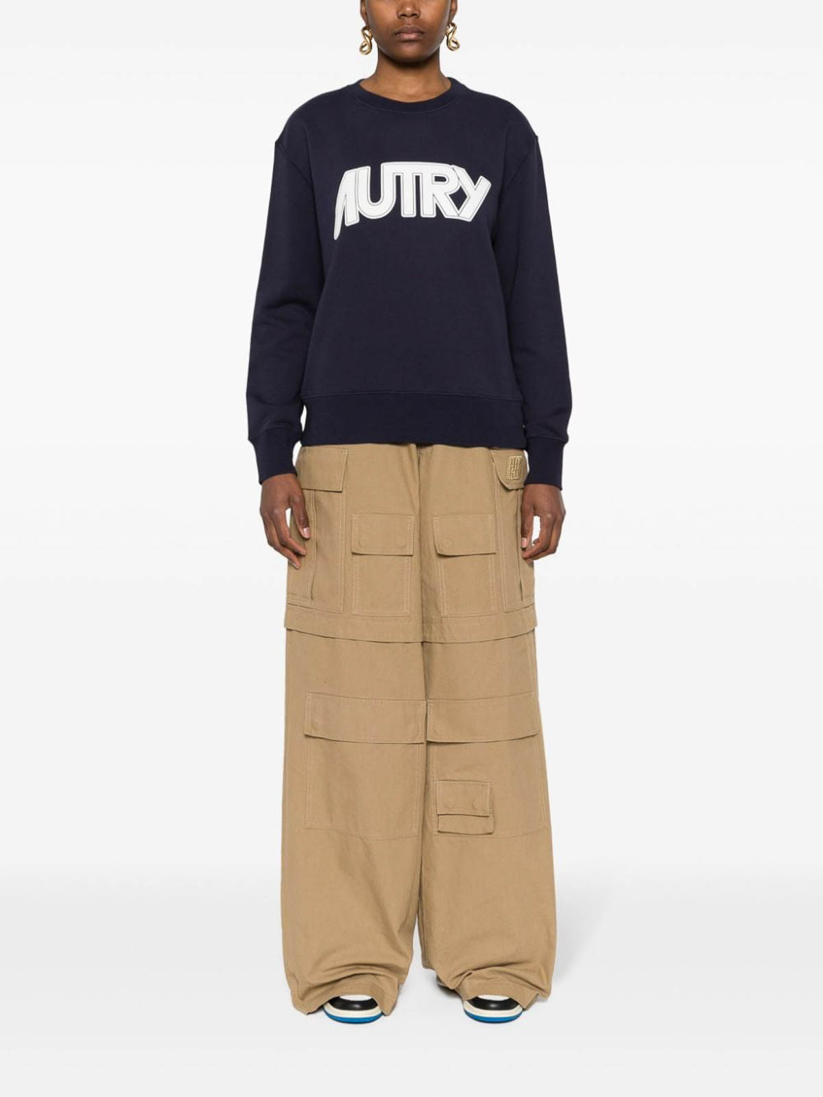 Shop Autry Logo Cotton Sweatshirt In Blue