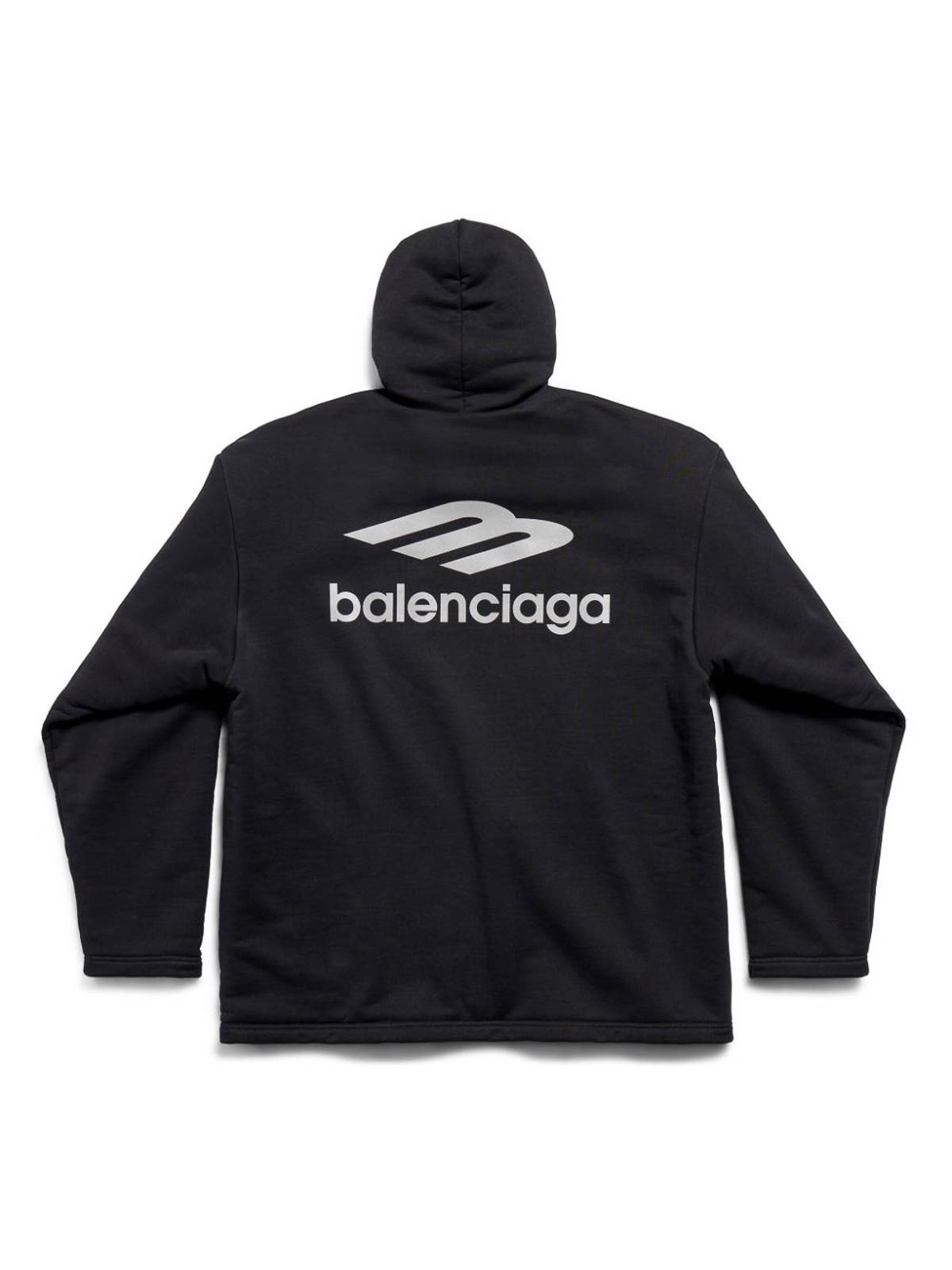 Shop Balenciaga 3b Sports Icon Water Repellent Cotton Hoodie In Black