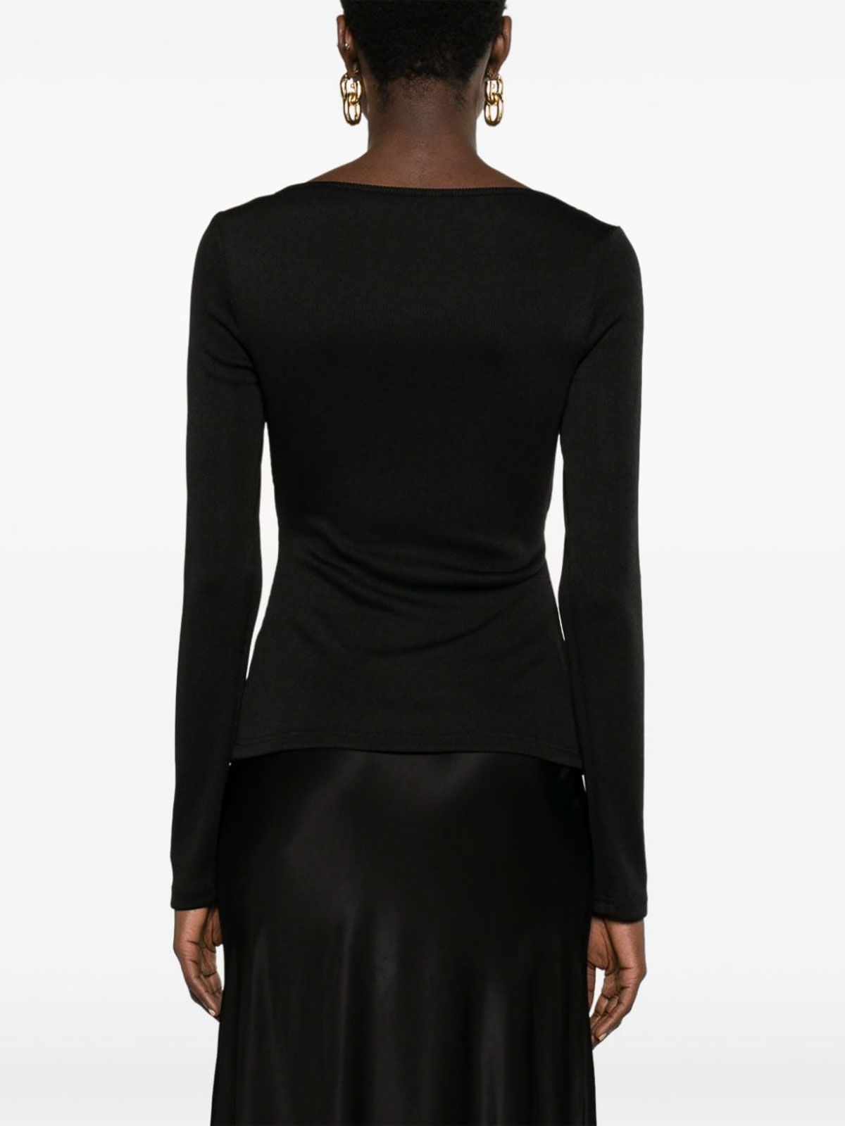 Shop Christopher Esber Cut-out Ribbed Top In Black