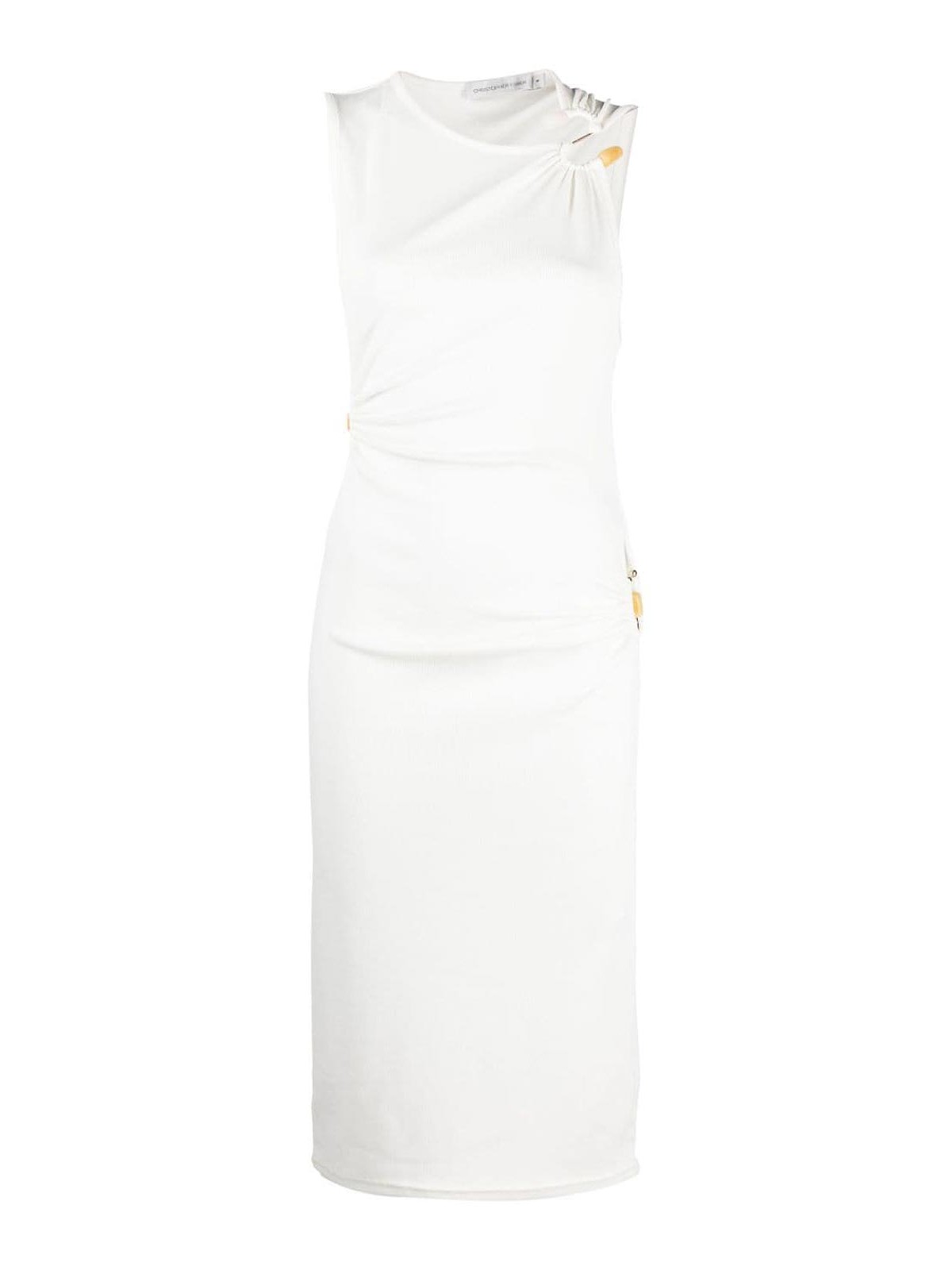 Christopher Esber Cut-out Ribbed Midi Dress In White