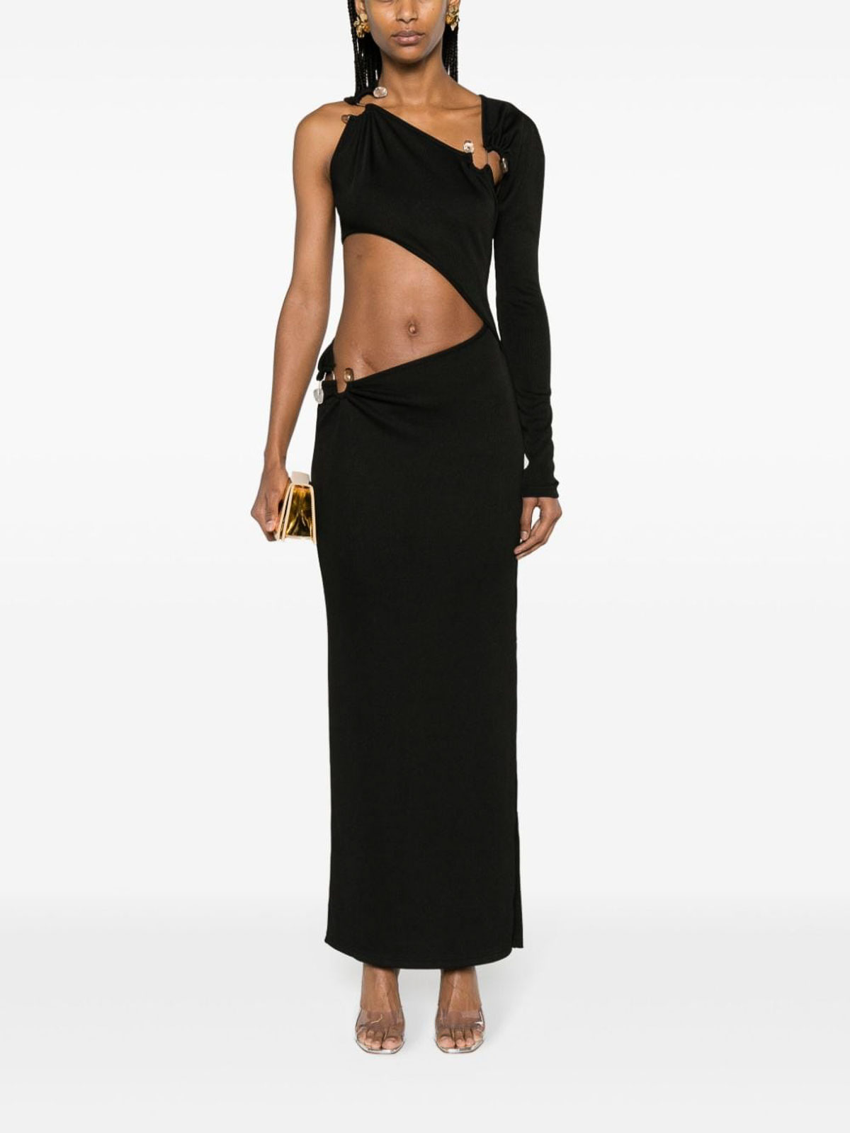 Shop Christopher Esber Cut-out One-shoulder Long Dress In Black