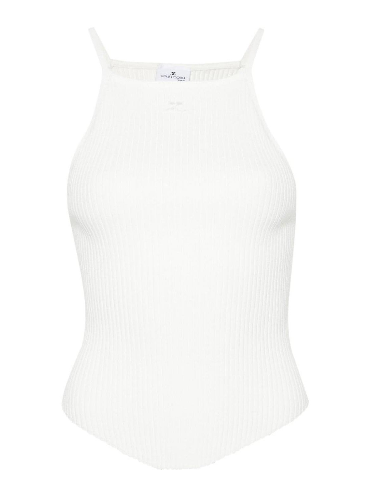 Shop Courrèges Ribbed Tank Top In White