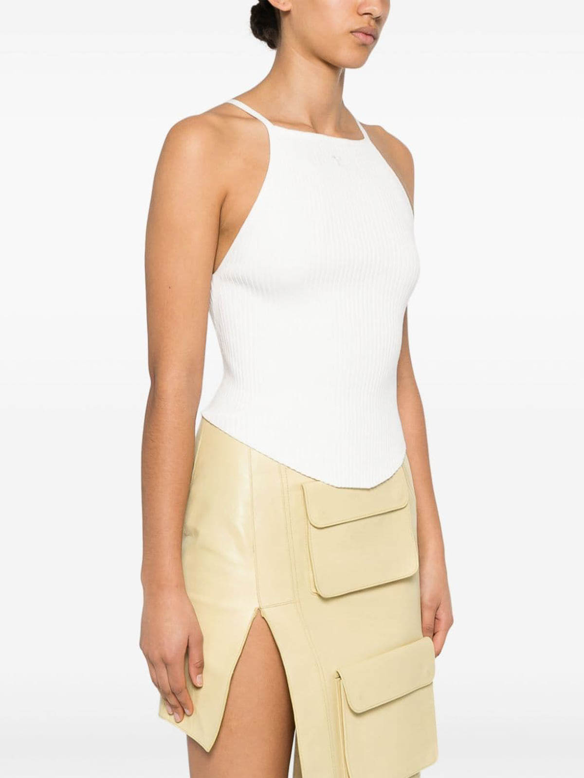 Shop Courrèges Ribbed Tank Top In White