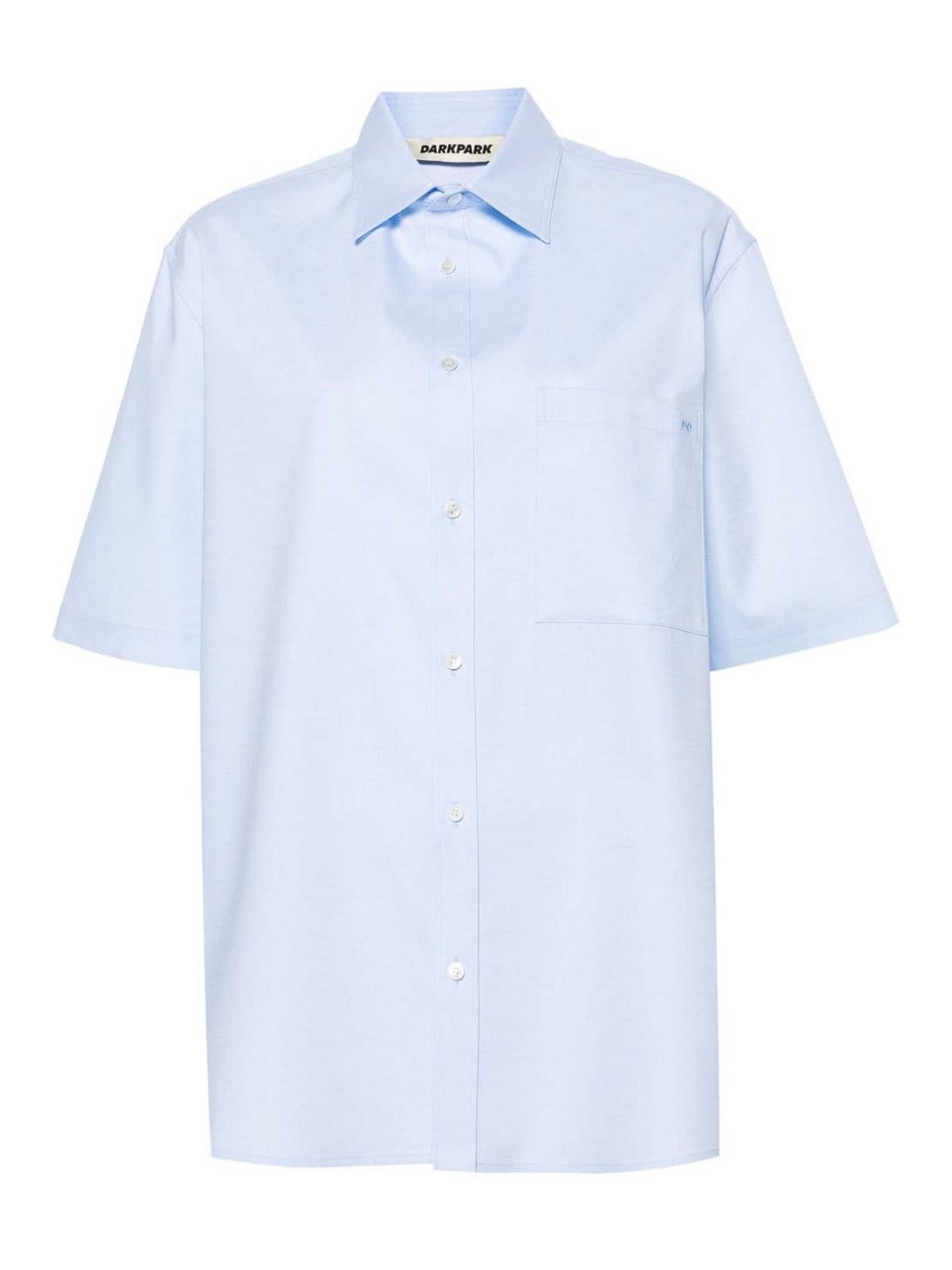 Shop Darkpark Oversized Cotton Shirt In Blue