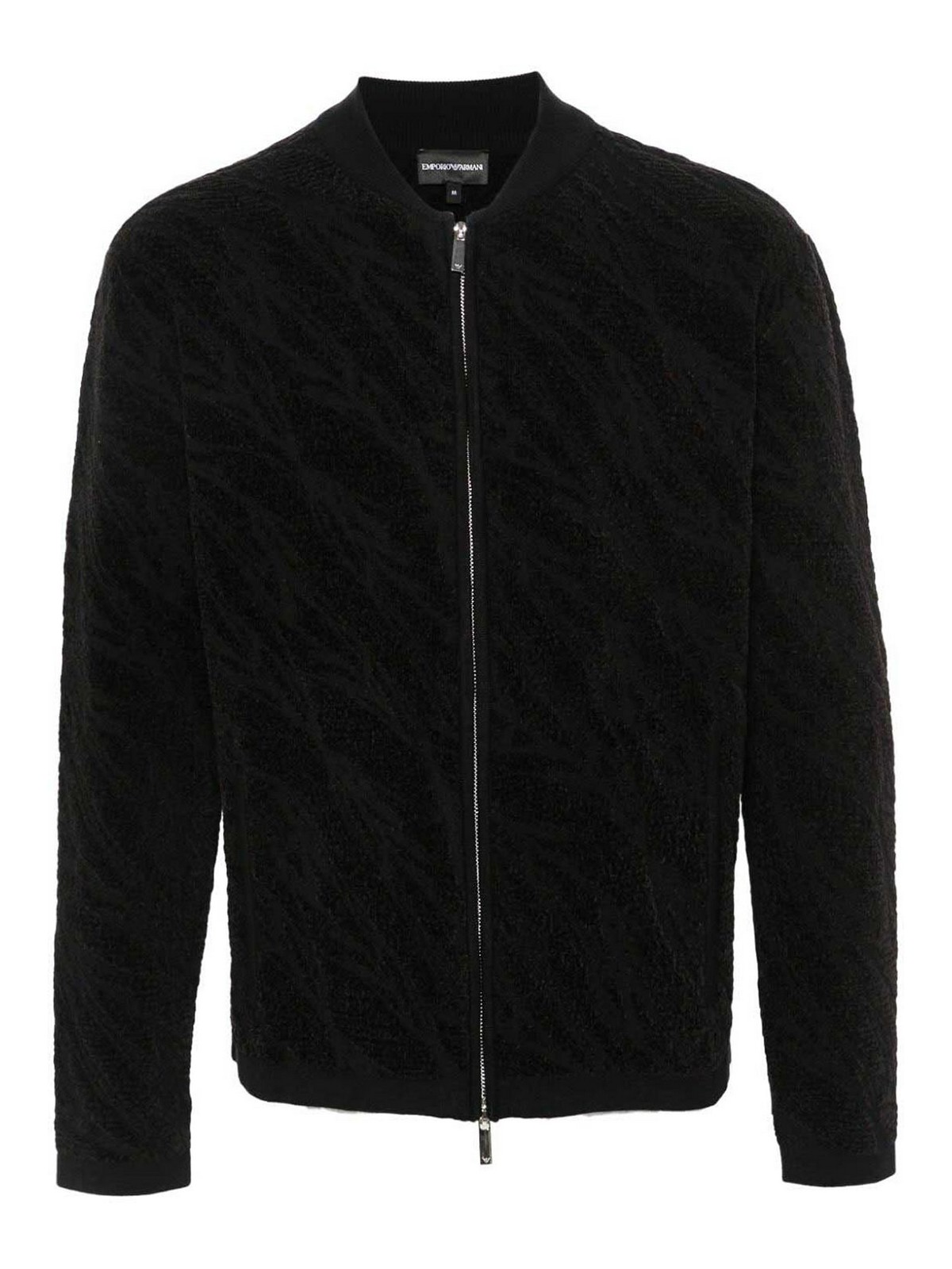 Shop Armani Collezioni Zipped Bomber Jacket In Black