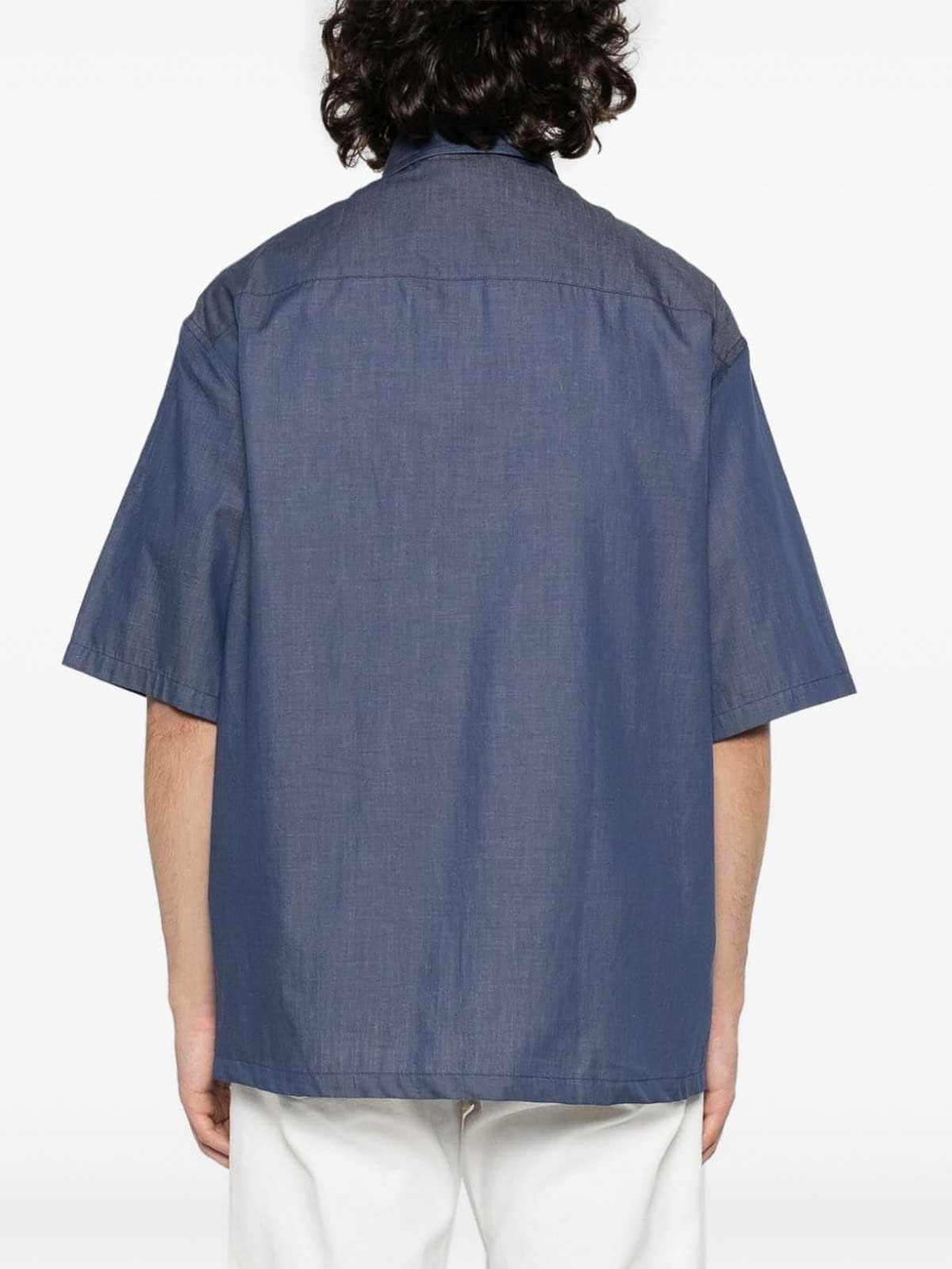 Shop Emporio Armani Cotton Shirt In Blue