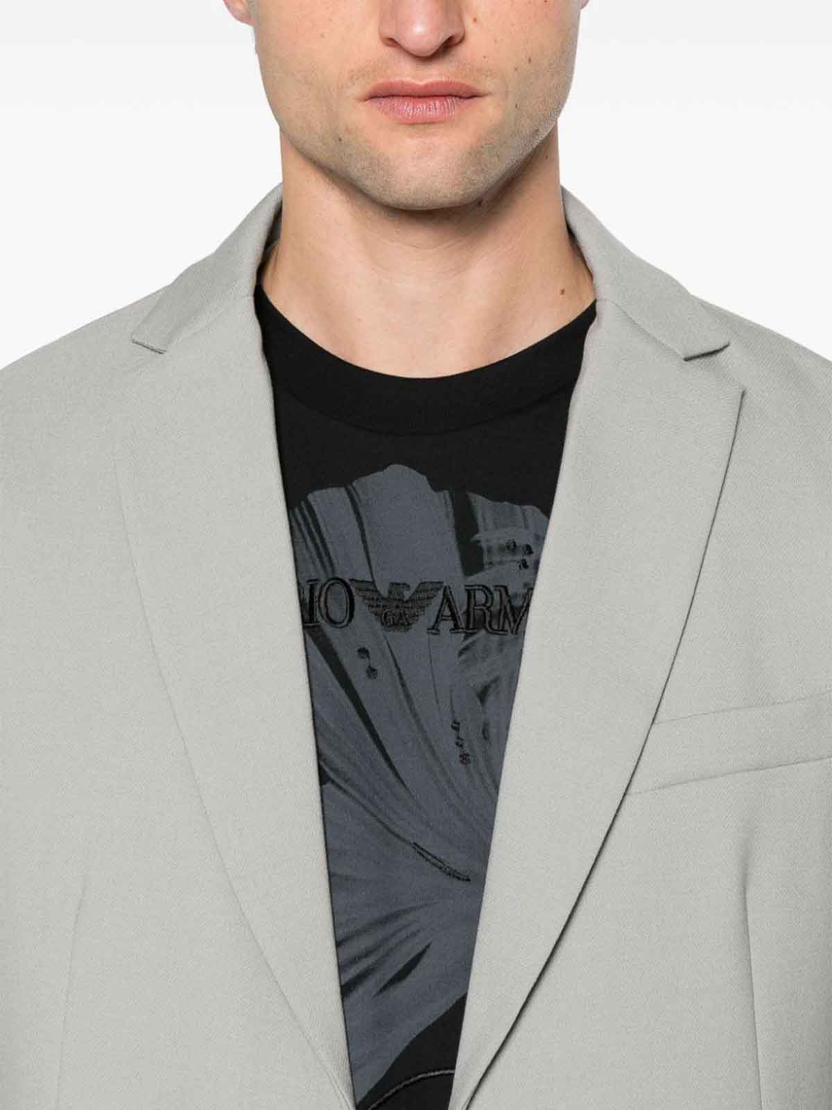 Shop Emporio Armani Blazer - Gris In Grey