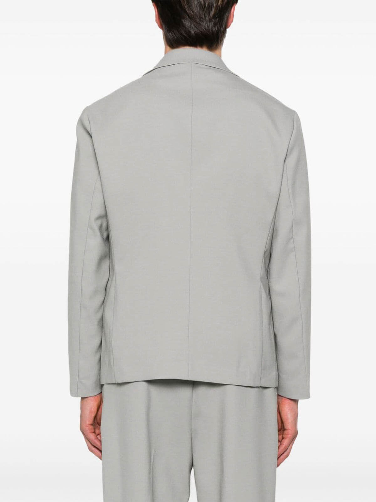 Shop Emporio Armani Wool Blend Single-breasted Blazer Jacket In Grey