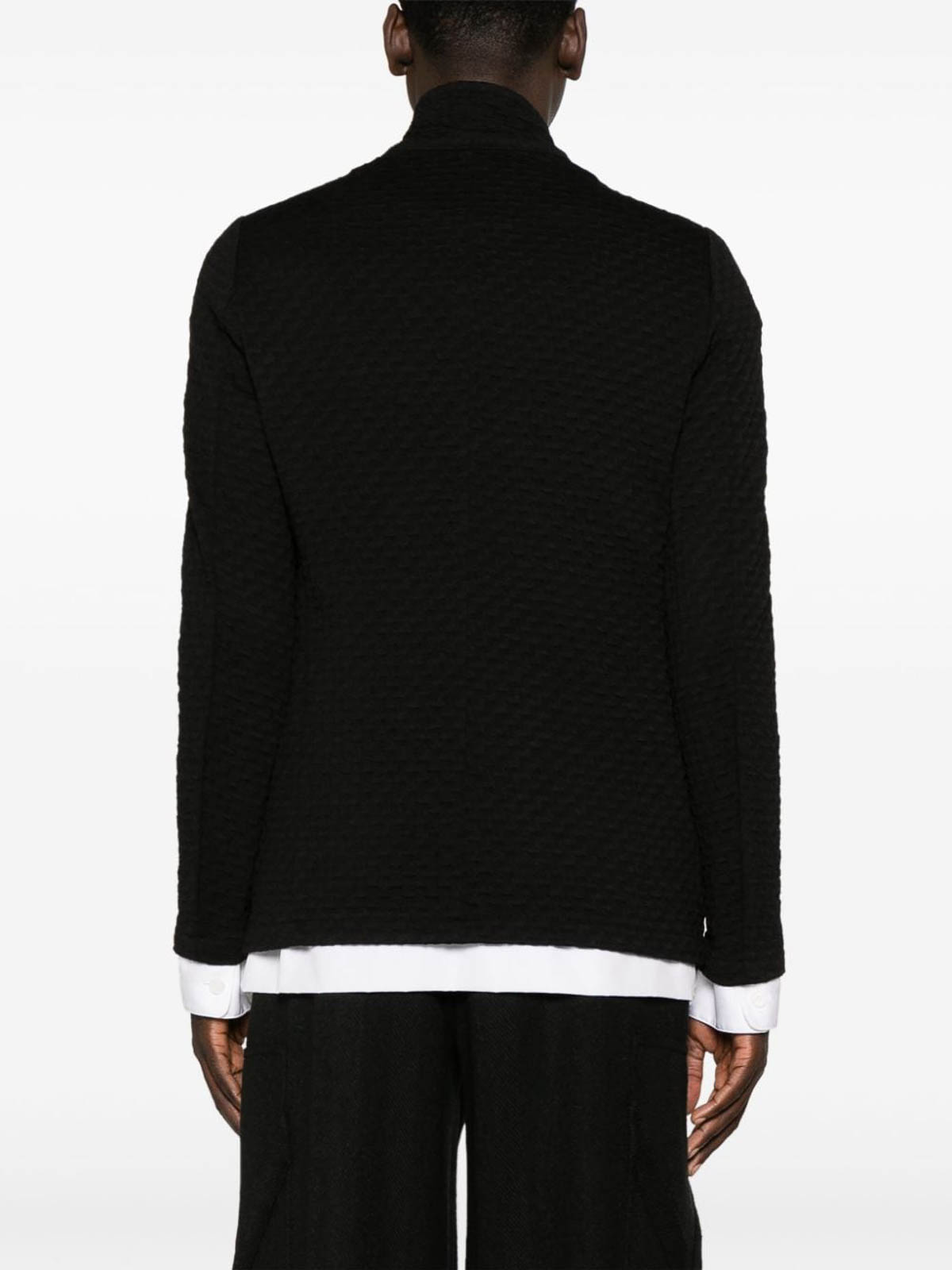 Shop Emporio Armani Wool Blend Blazer Jacket In Black