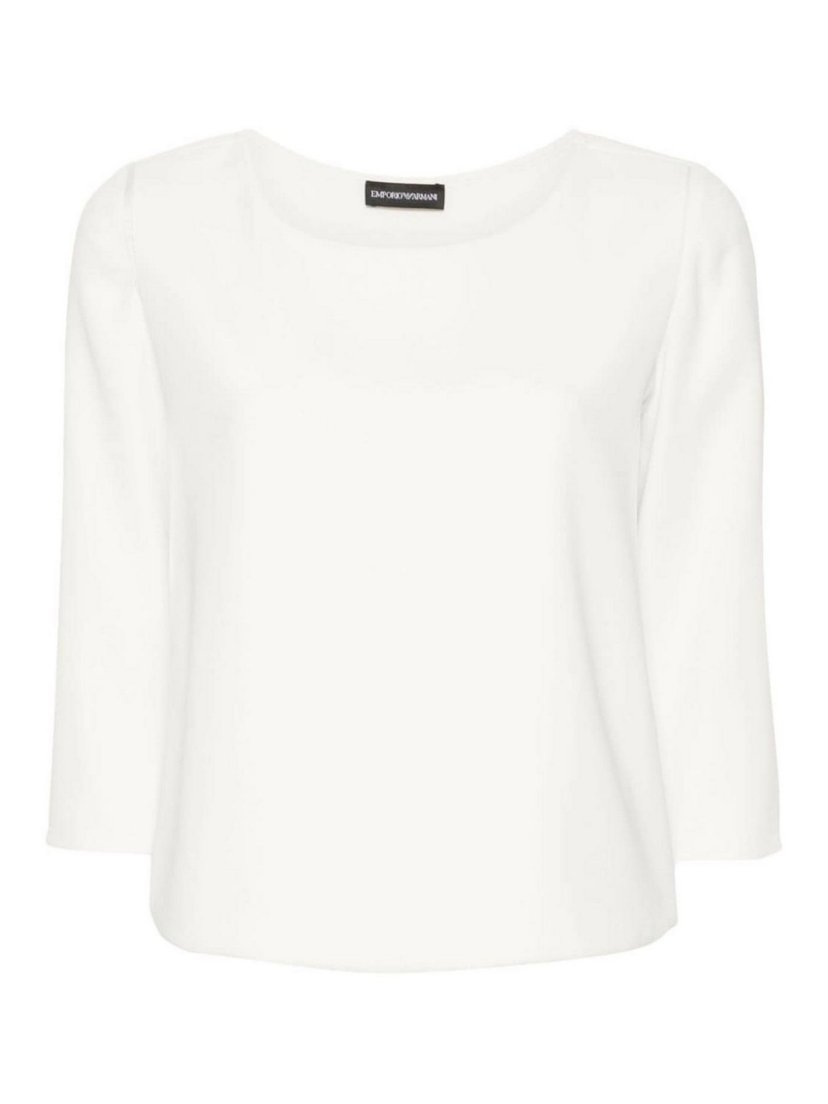 Shop Emporio Armani 3/4 Sleeves Top In White