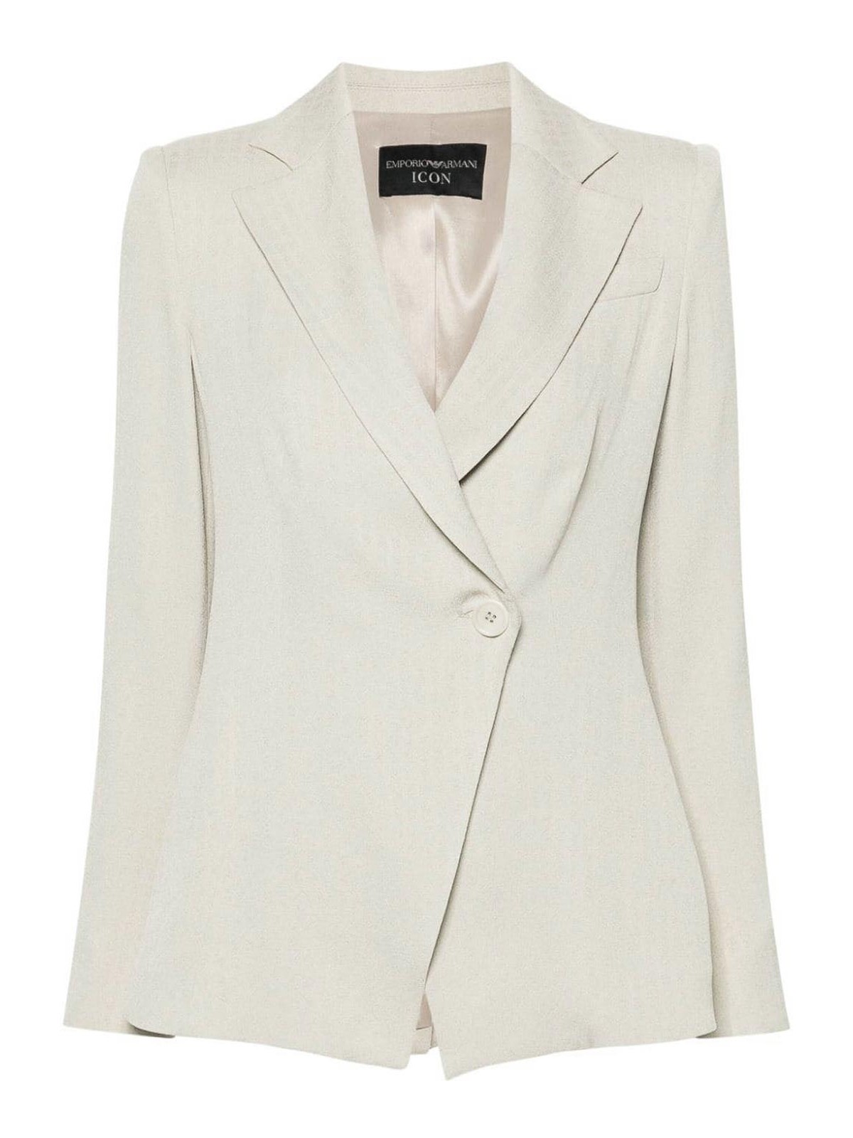 Shop Emporio Armani Single-breasted Blazer Jacket In Beige