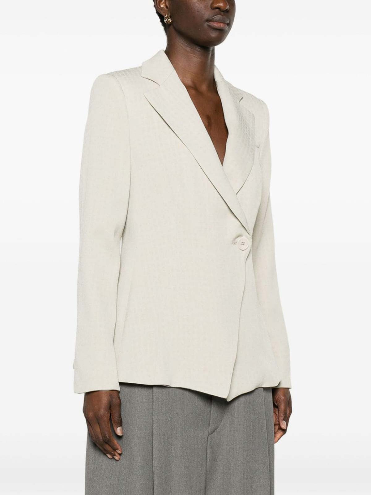 Shop Emporio Armani Single-breasted Blazer Jacket In Beige