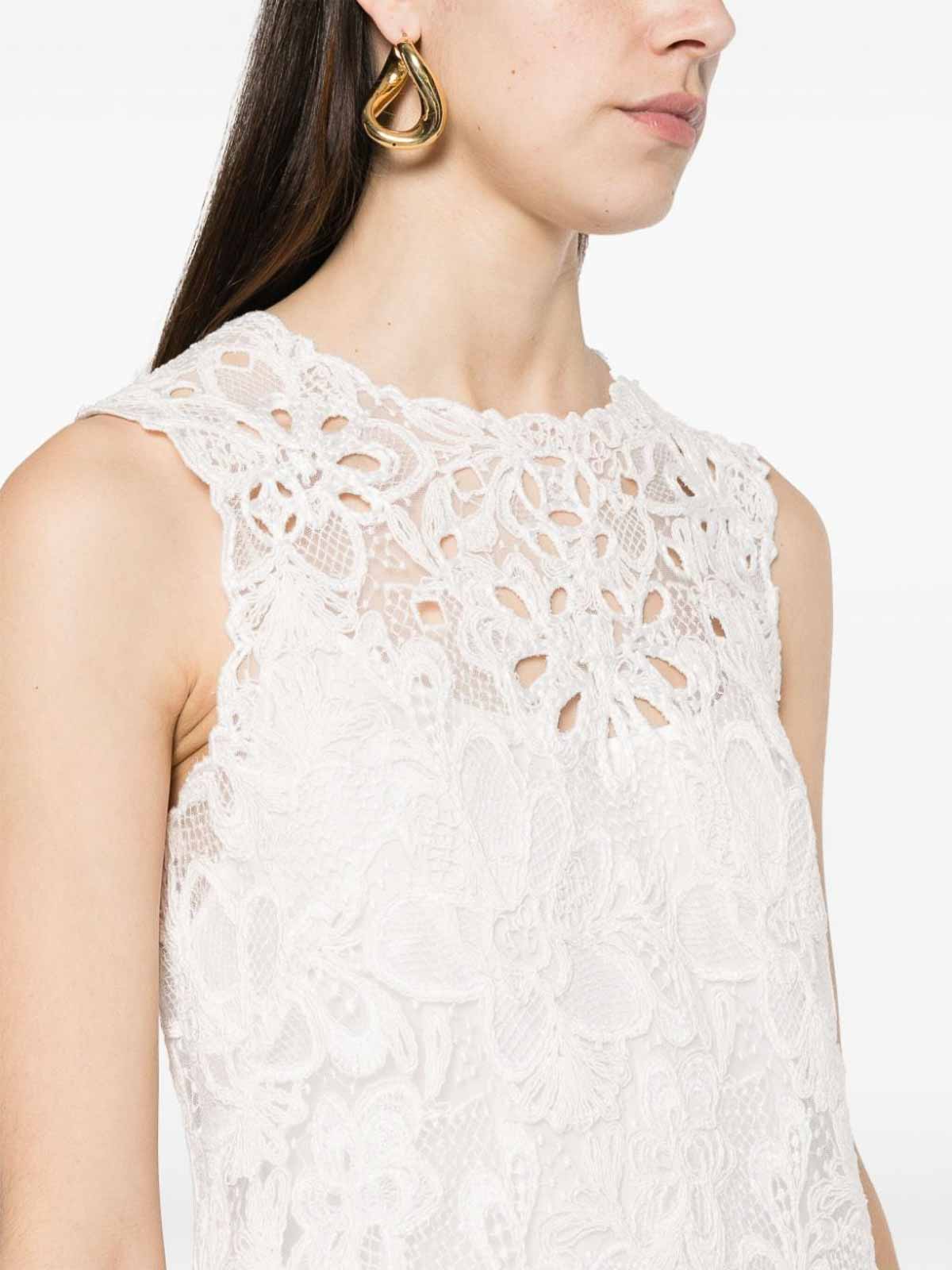 Shop Ermanno Scervino Embroidered Lace Short Dress In White