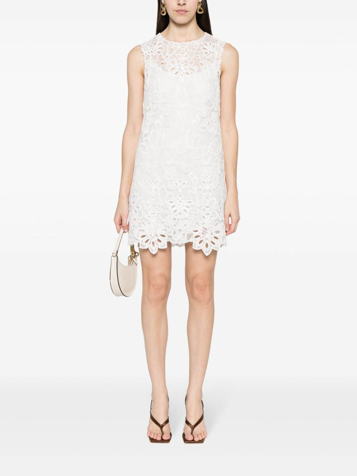 Shop Ermanno Scervino Embroidered Lace Short Dress In White