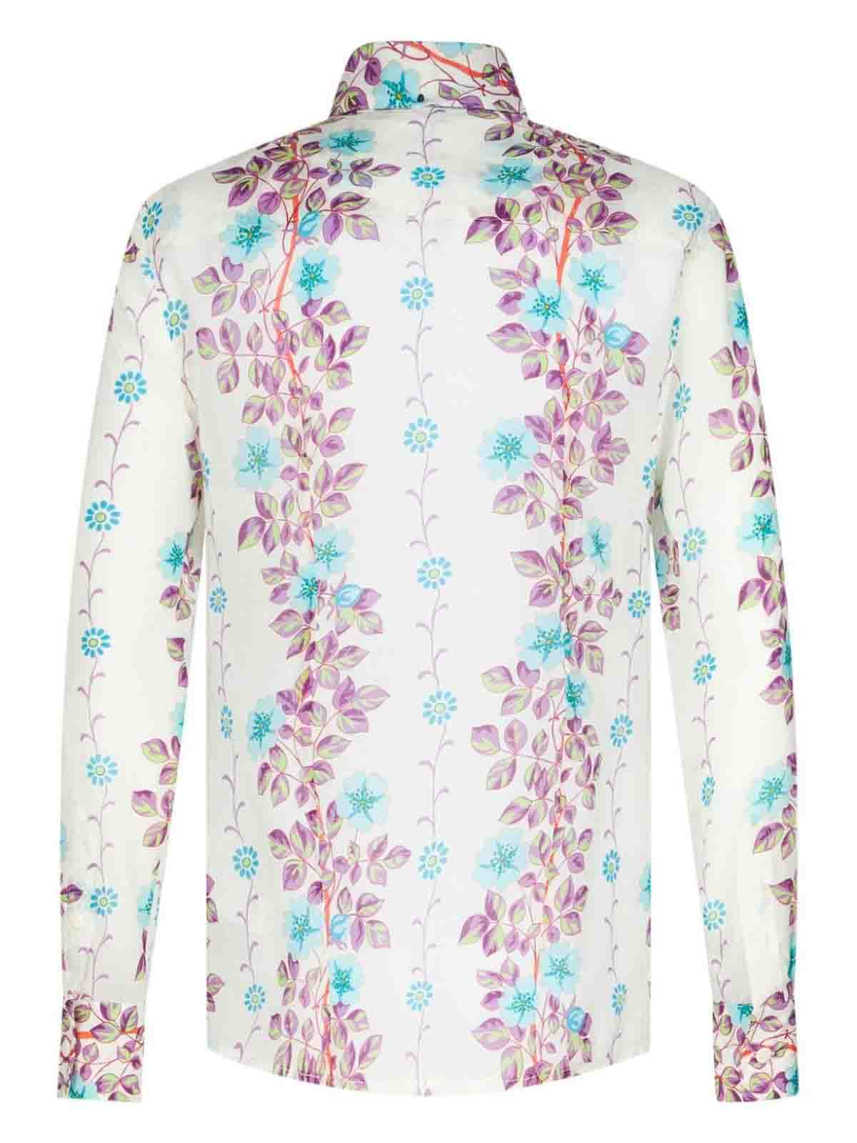 Shop Etro Floral Printed Shirt In White