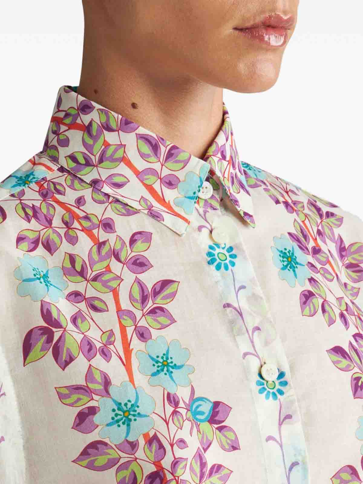 Shop Etro Floral Printed Shirt In White