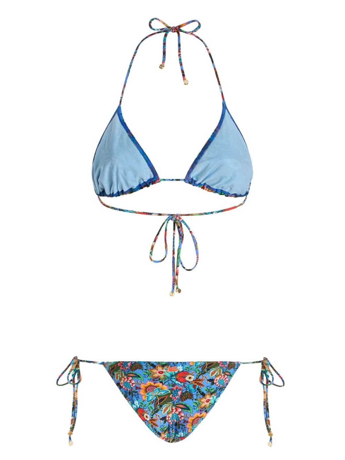 Shop Etro Triangle Bikini Set In Blue