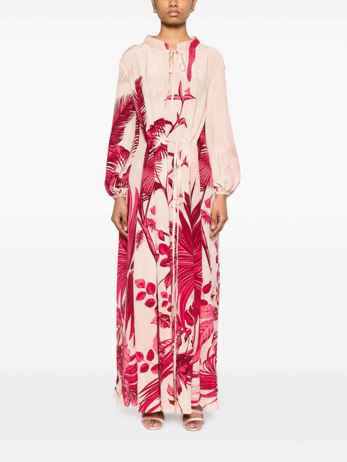 Shop F.r.s For Restless Sleepers Printed Silk Long Dress In Nude & Neutrals