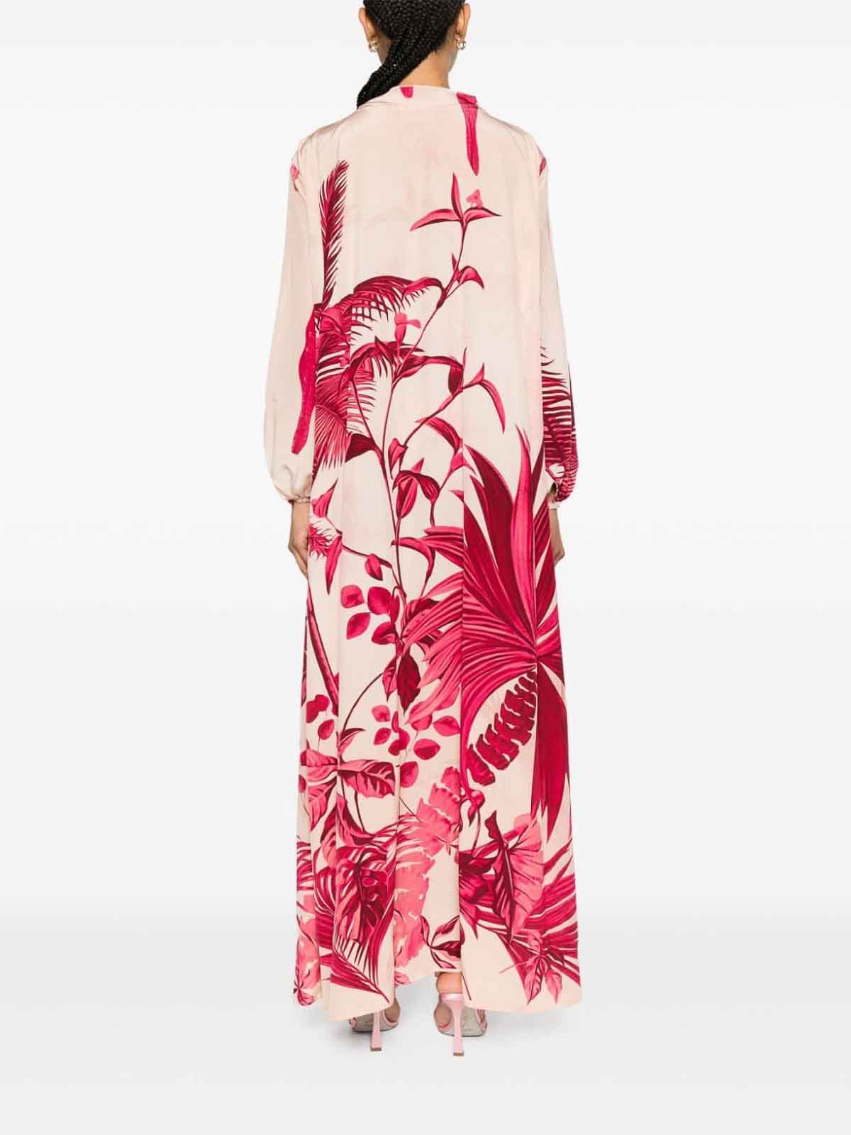 Shop F.r.s For Restless Sleepers Printed Silk Long Dress In Nude & Neutrals