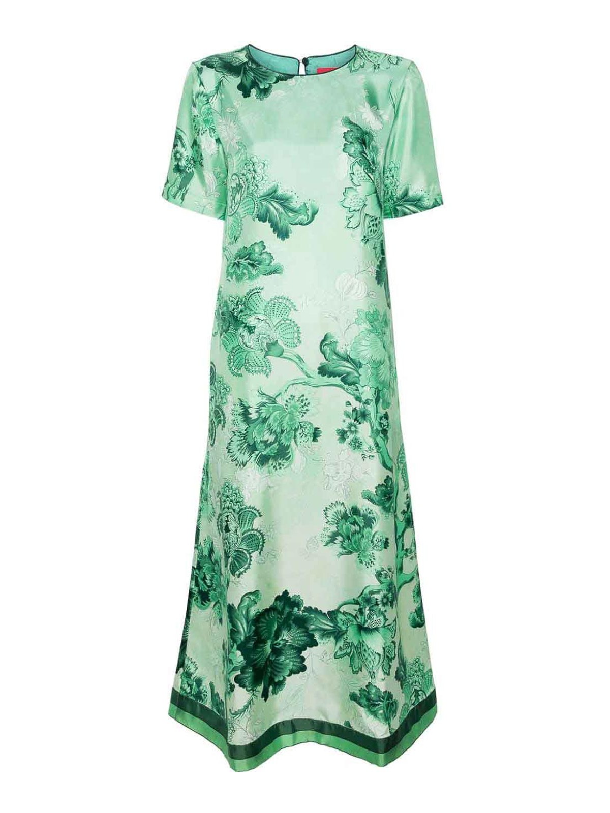 Shop F.r.s For Restless Sleepers Printed Silk Long Dress In Green