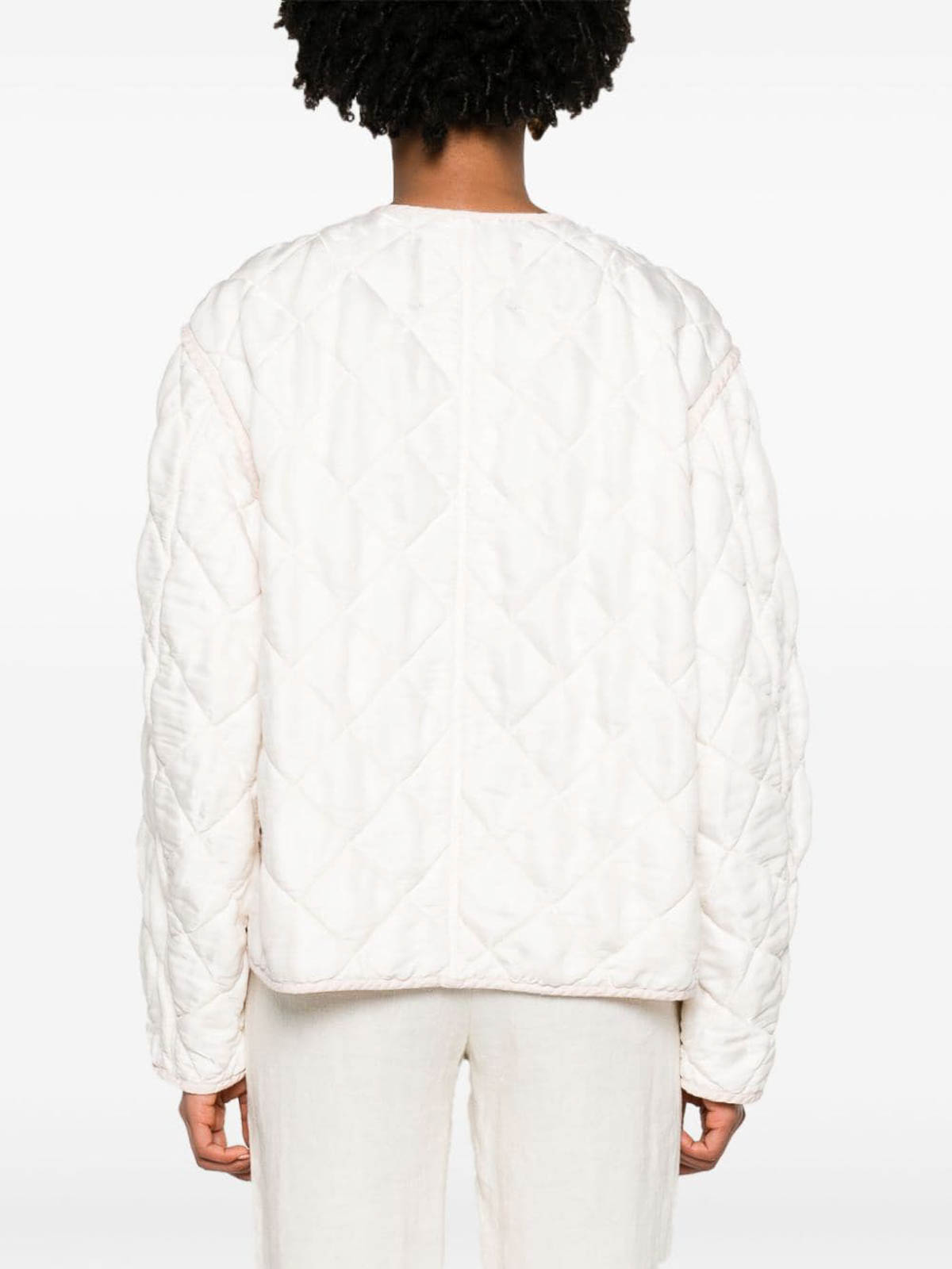 Shop Forte Forte Quilted Bomber Jacket In White