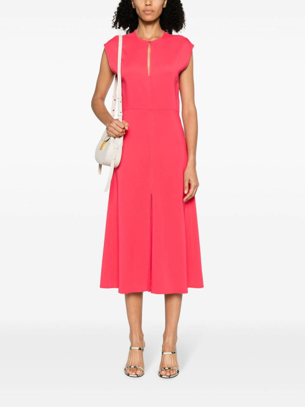 Shop Forte Forte Stretch Crepe Cady Midi Dress In Red