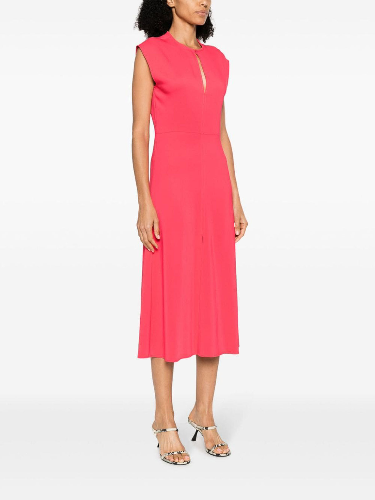 Shop Forte Forte Stretch Crepe Cady Midi Dress In Red