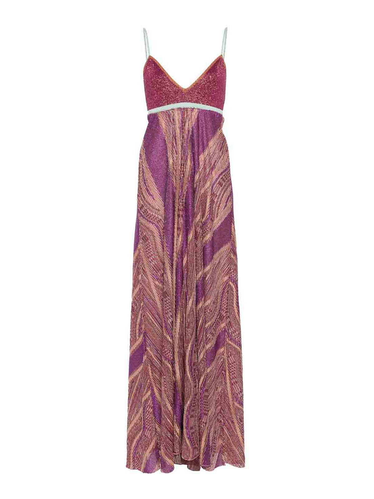 Shop Forte Forte Lurex Jacquard Long Dress In Purple