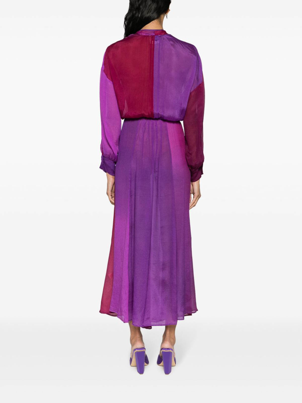 Shop Forte Forte Silk Long Shaded Dress In Purple