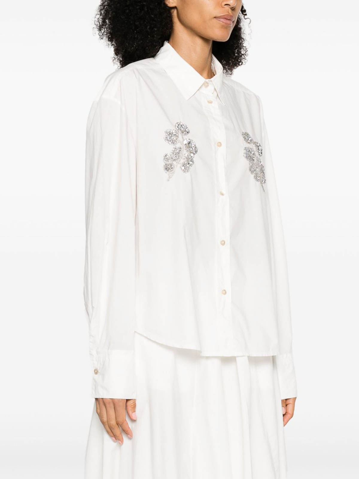 Shop Forte Forte Embroidered Cotton Shirt In White