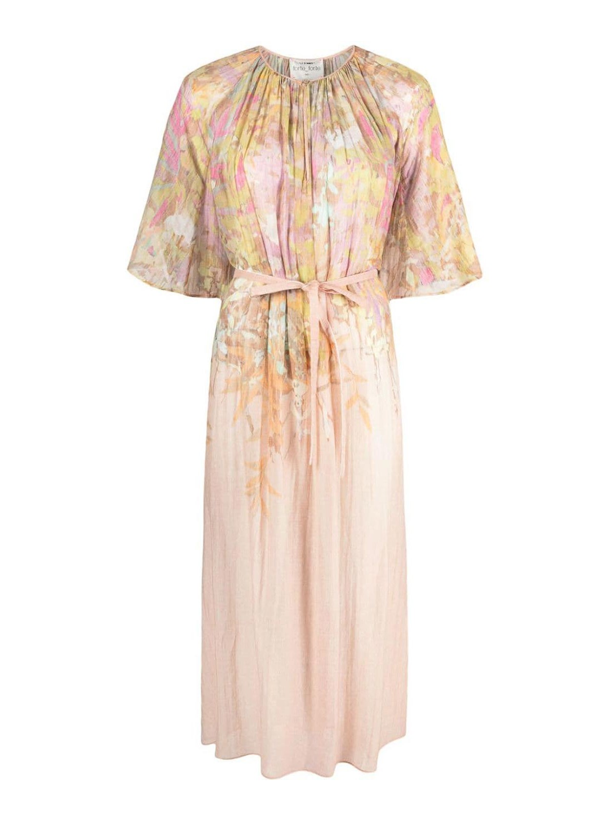 Shop Forte Forte Silk Blend Long Dress In Beige