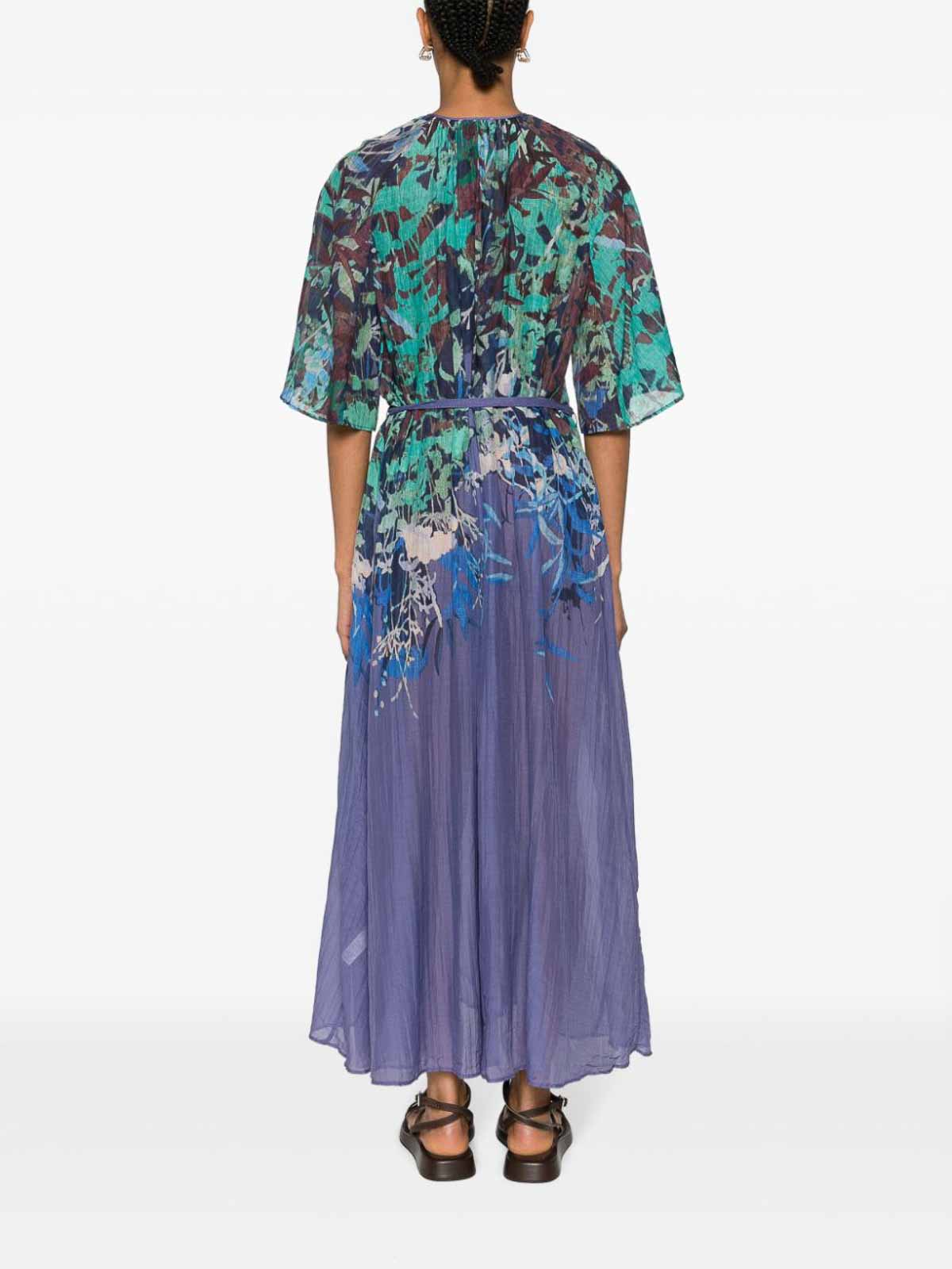 forte forte blue dress abito crepe de chine viscosa stampa dress