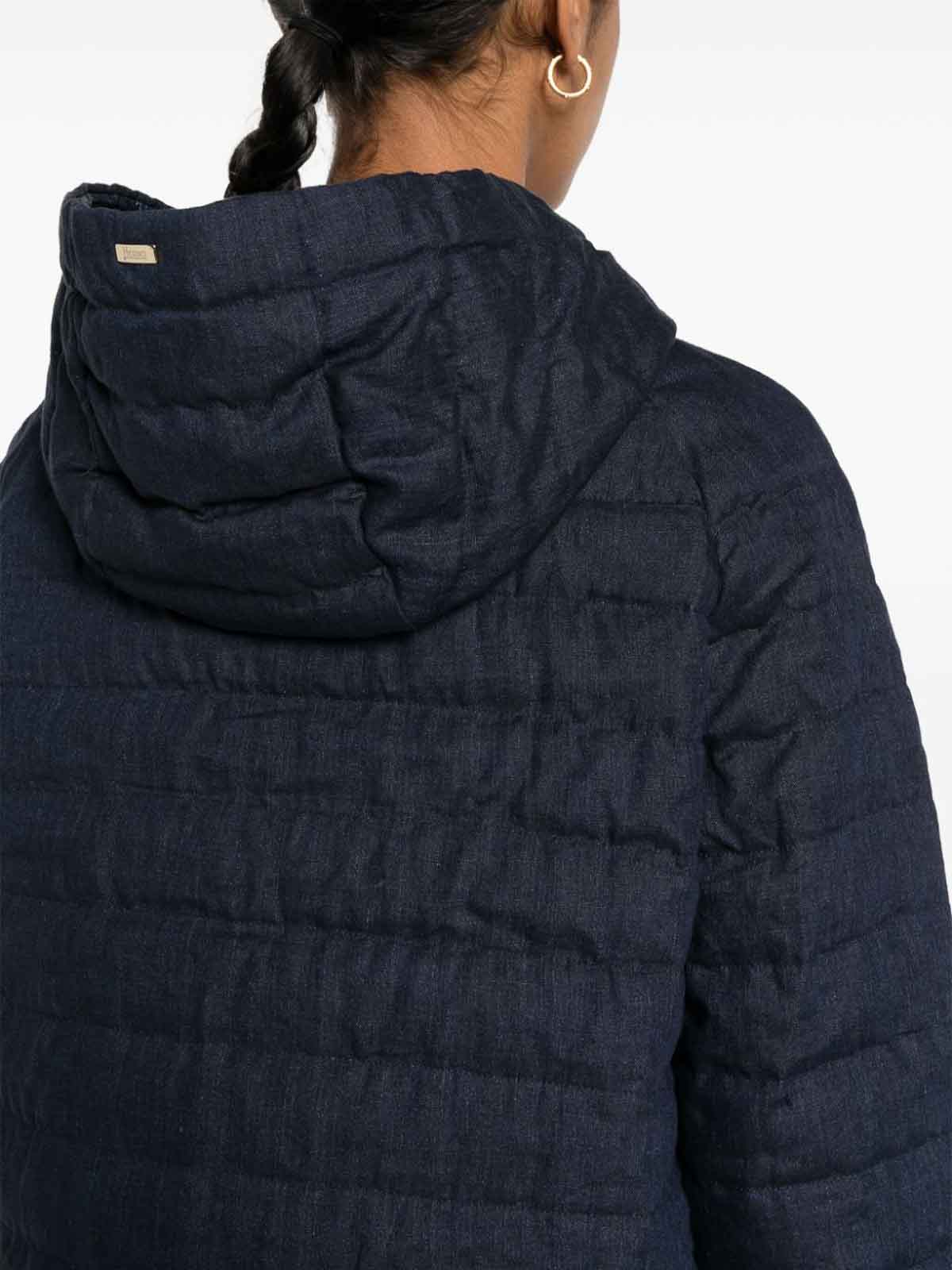 Shop Herno Hooded Midi Down Jacket In Blue