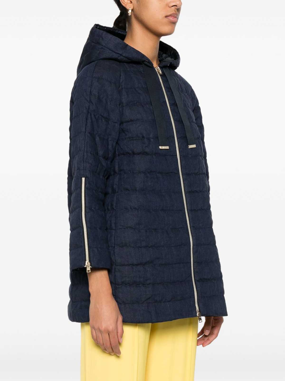 Shop Herno Hooded Midi Down Jacket In Blue