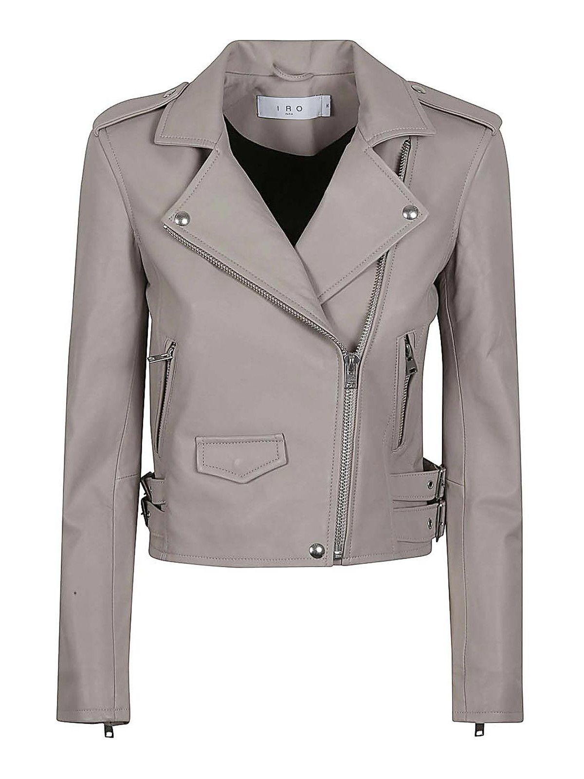 Shop Iro Ashville Leather Biker Jacket In Grey